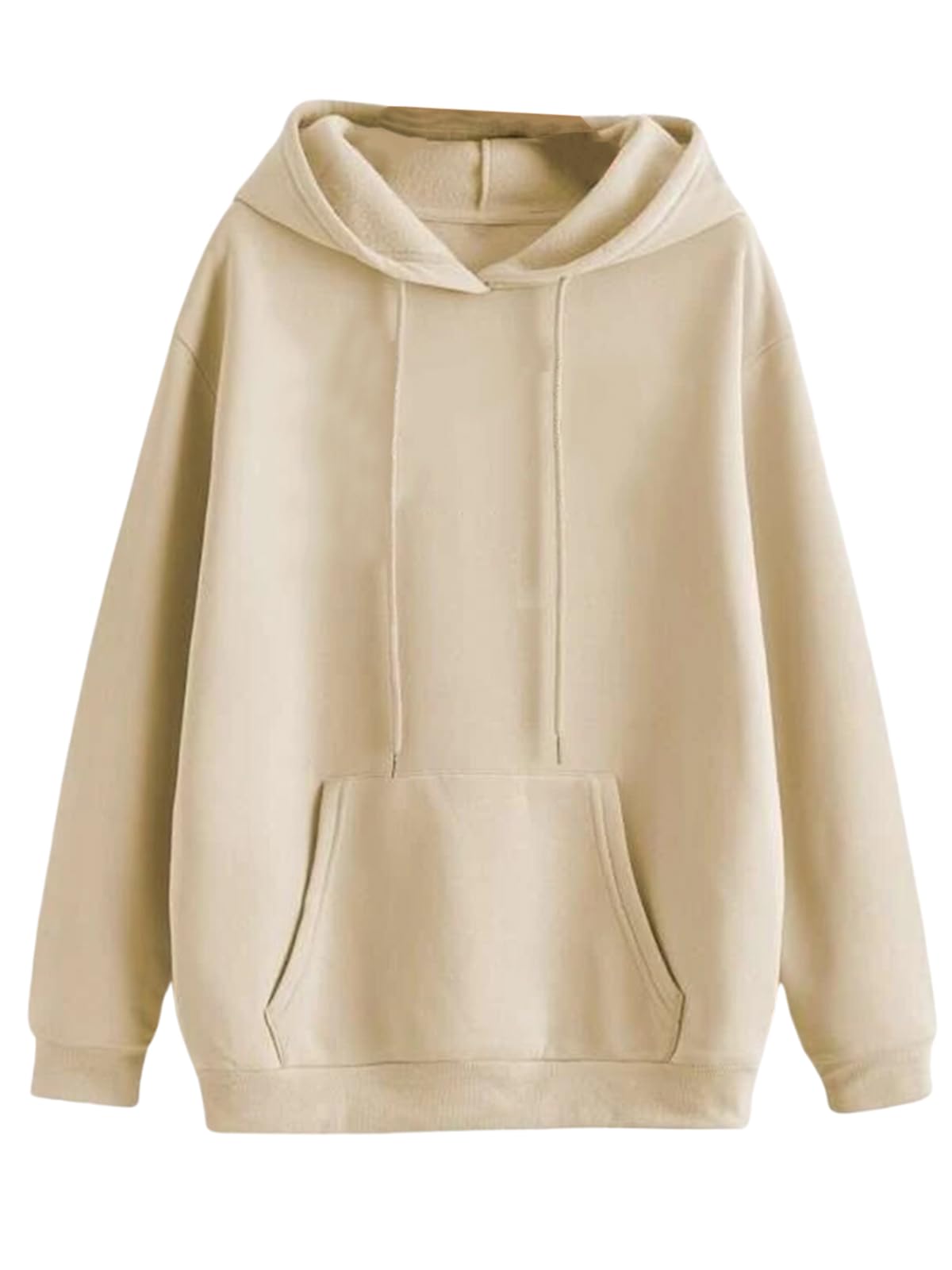 Veirdo Men's Beige Cotton Fleece Hoodie