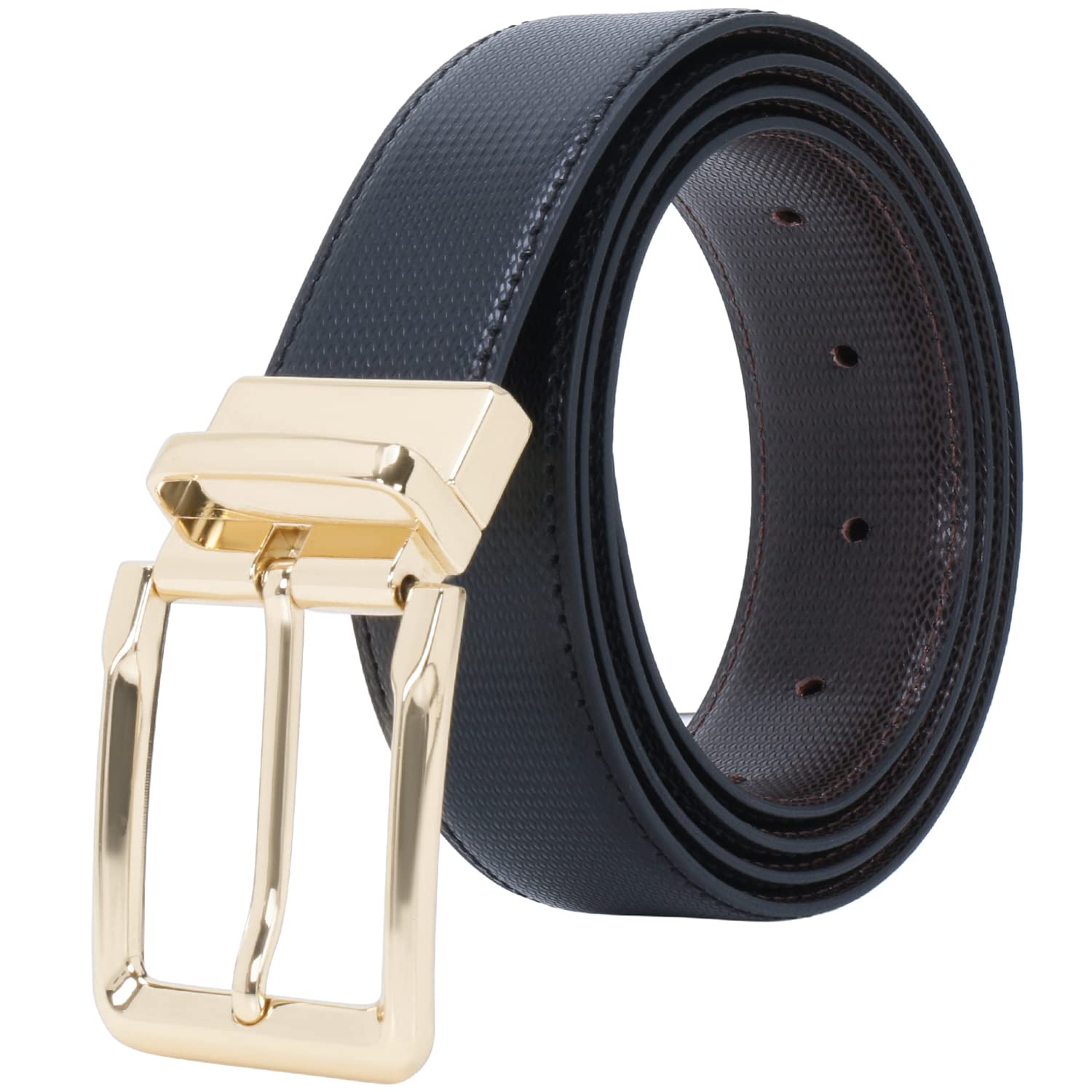 Labnoft Men Leather Reversible Belt - Black