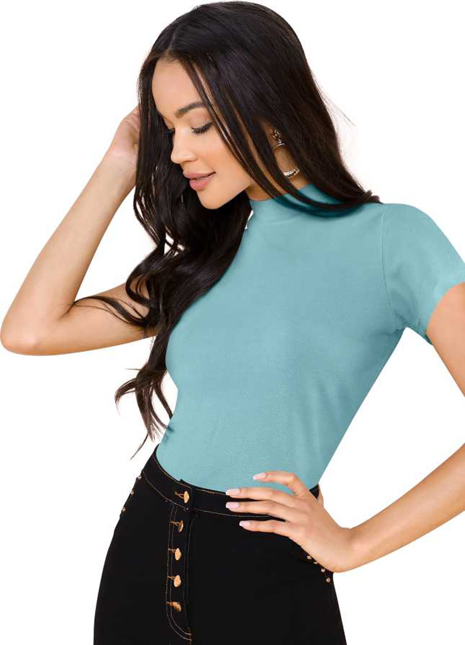 Elegant Half Sleeve High Neck Top for Women - Image 2