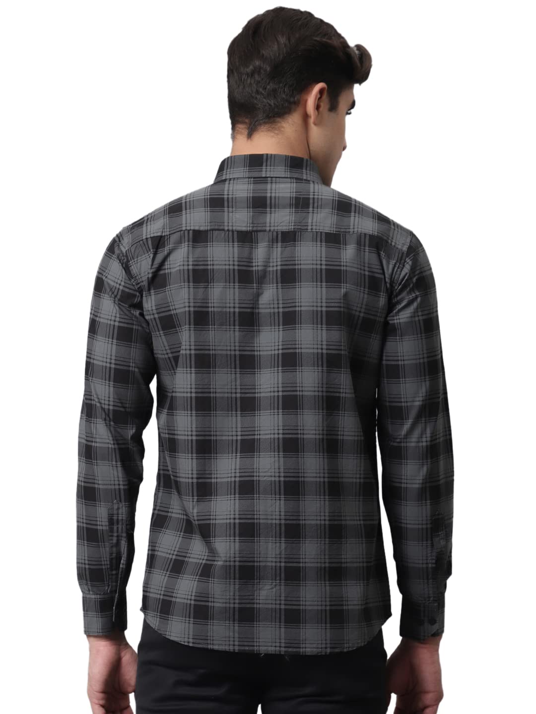 Majestic Man Grey Checkered Casual Shirt for Men - Image 5