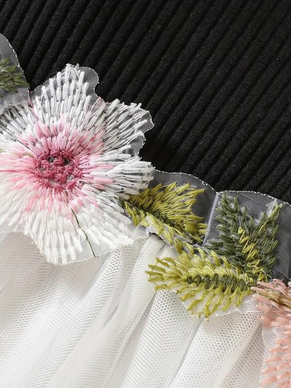 Niren Enterprise Floral Embroidery Baby Girl Frock - Black - Image 4