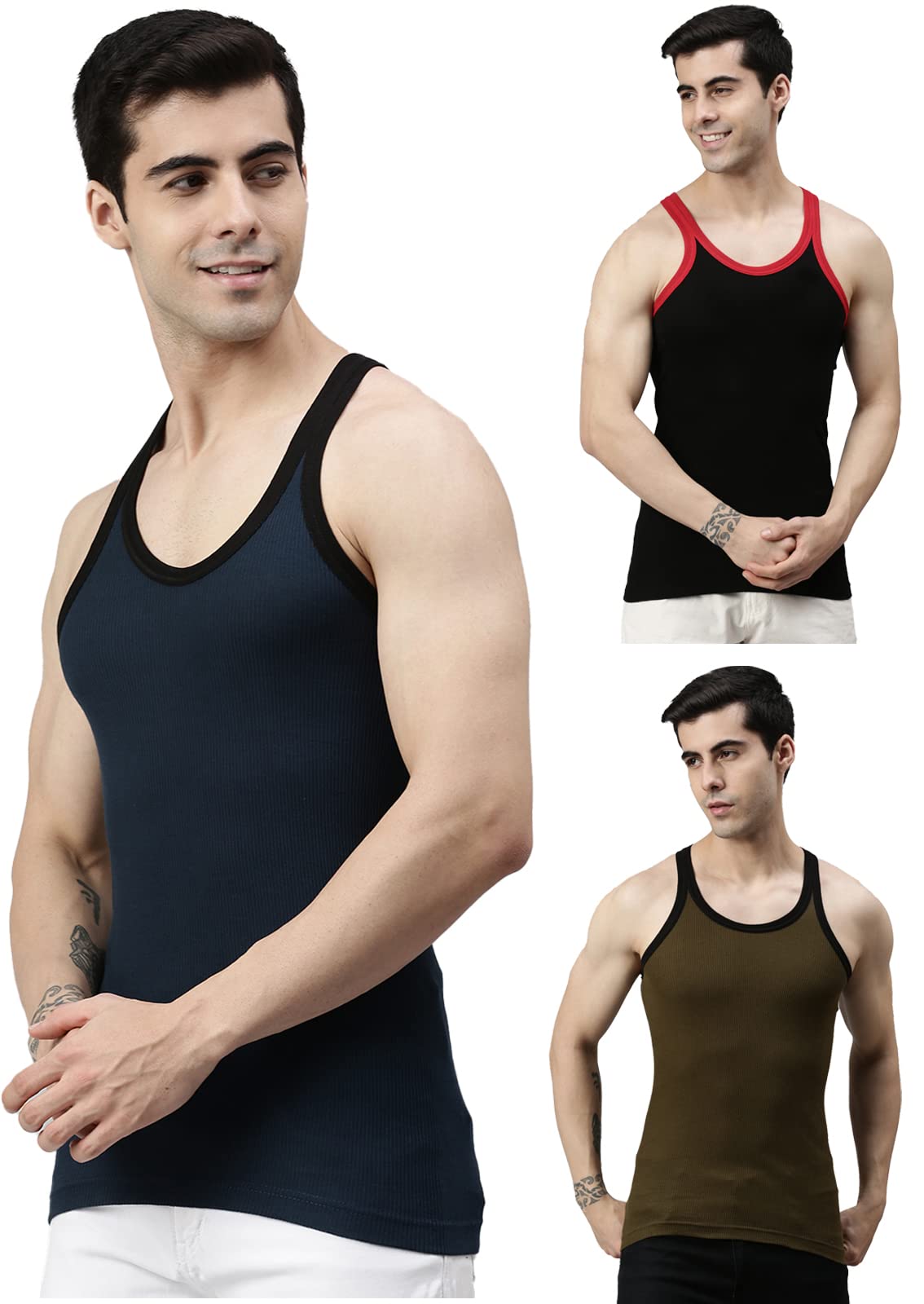 Lux Cozi Men's Multicolor Cotton Vests
