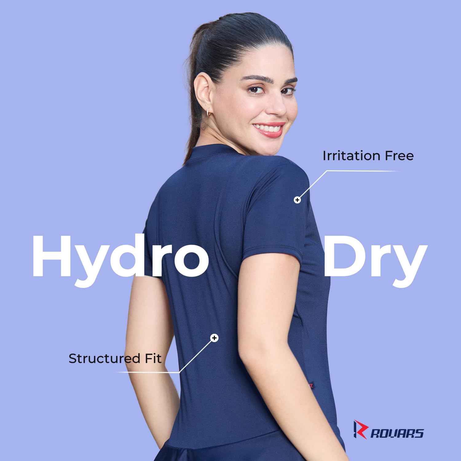 ROVARS Women Frock Style Swimming Costume - Navy Blue - Image 5