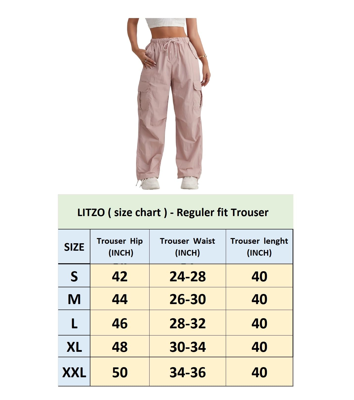 LITZO Purple Cotton Cargo Pants for Women - Image 5