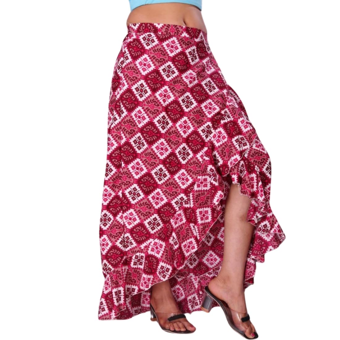 JYESHTA Floral Print Crepe Midi Skirt - Pink - Image 5