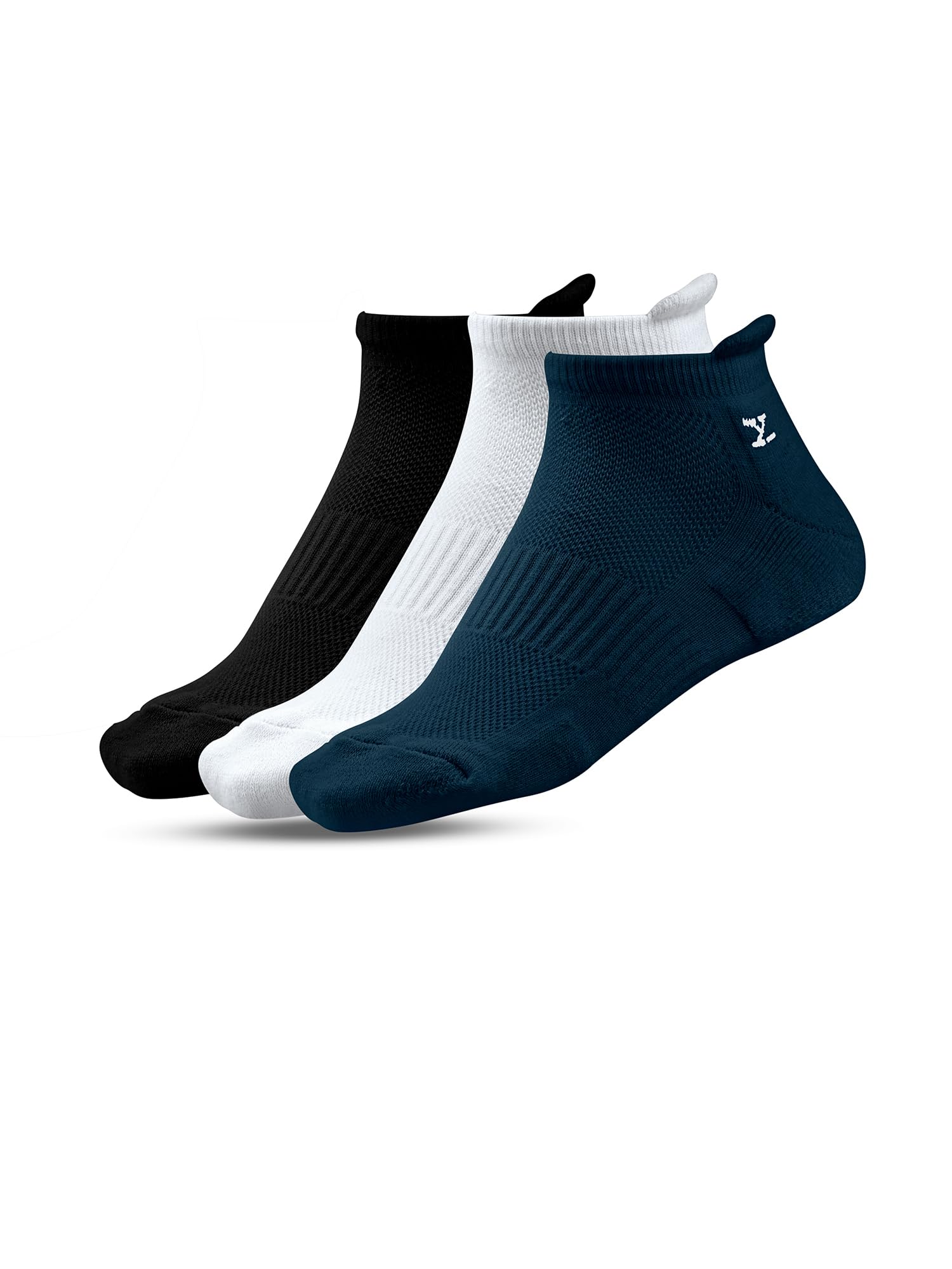 XYXX Men's Ankle Socks - Cotton Blend White Black Blue
