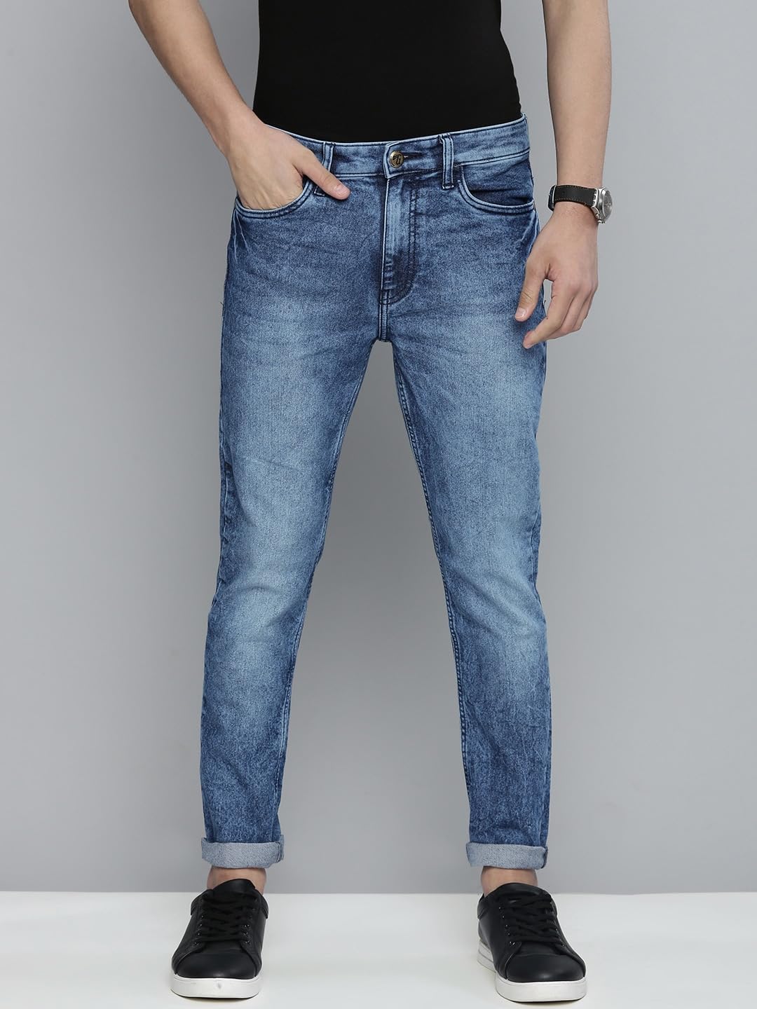 The Indian Garage Co Men Mid Rise Slim Fit Jeans - Blue - Image 2