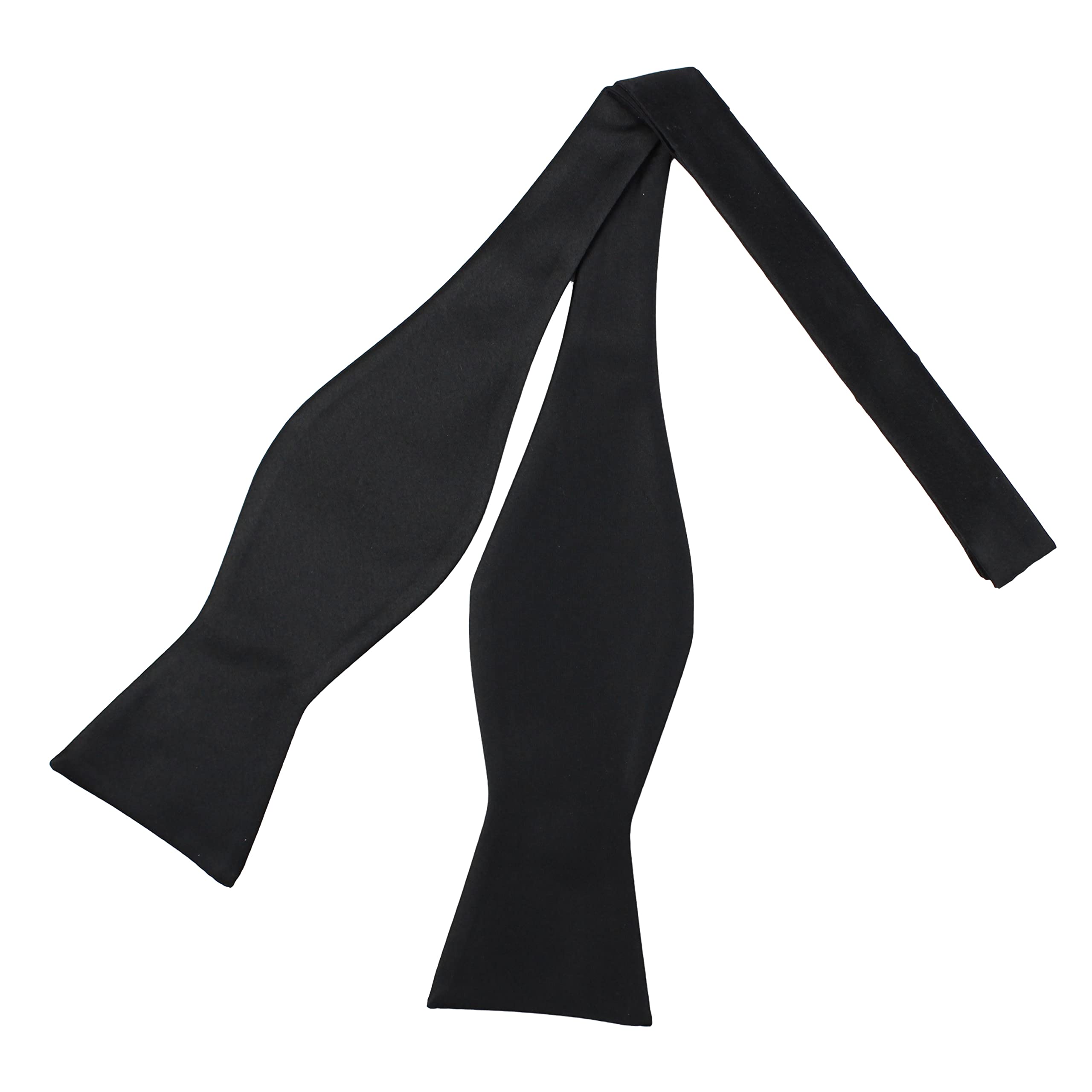 PELUCHE Black Satin Open Bow Tie for Men