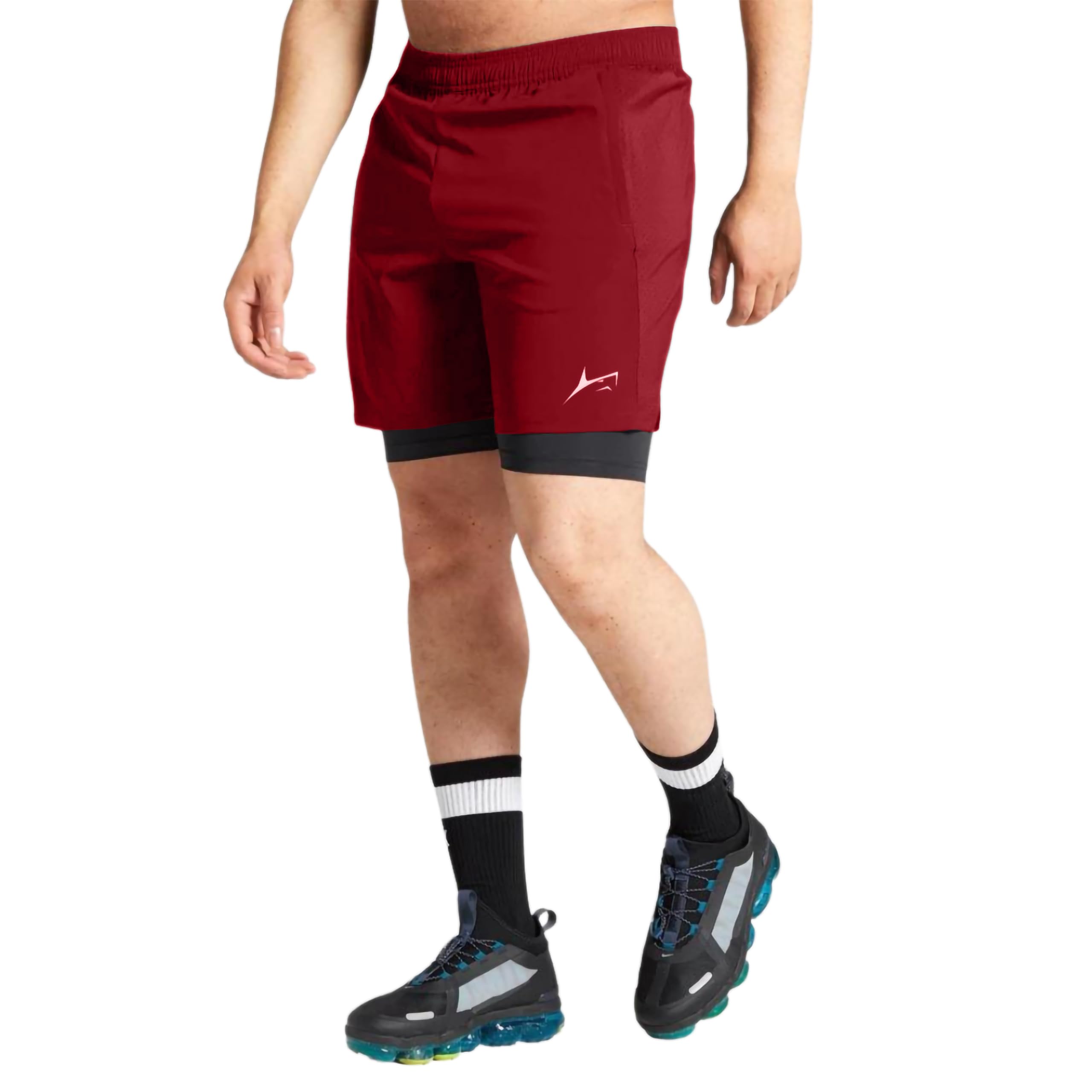 PROSHARX Men's Active Shorts with Inner Tights - Red - Image 2