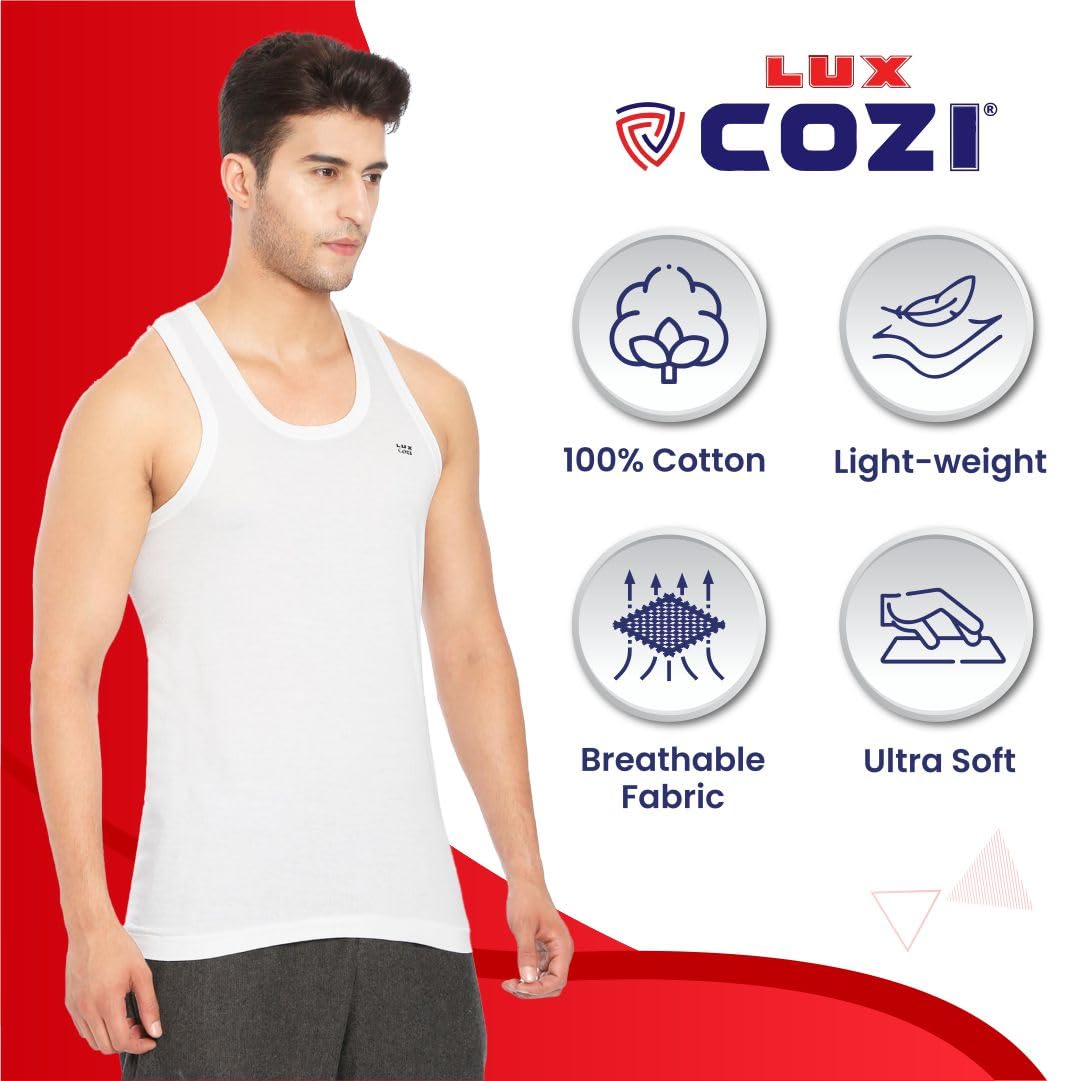 Lux Cozi Men Sleeveless Vest - White - Image 2