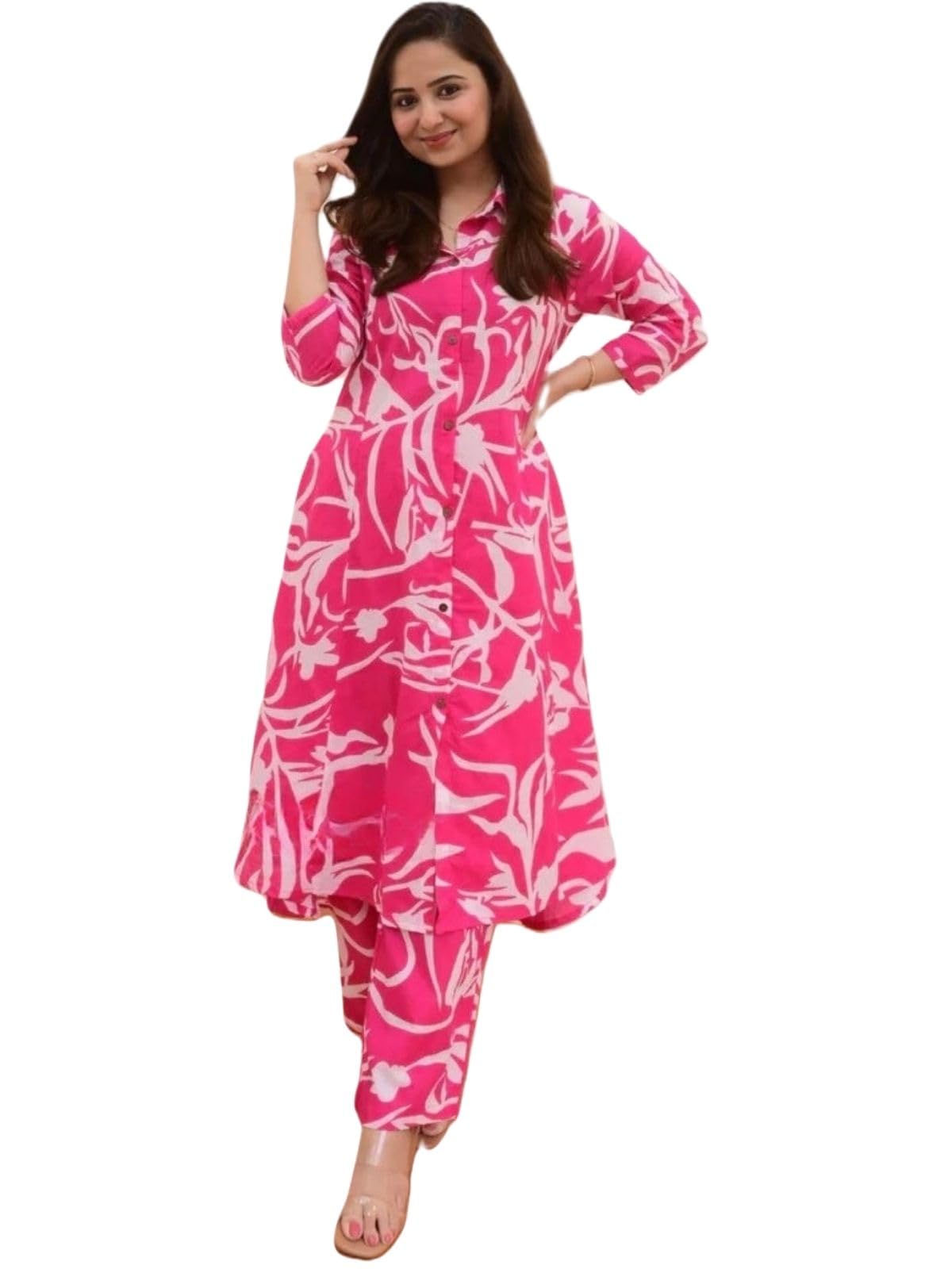 GRECIILOOKS Pink Kurta Coord Set for Women