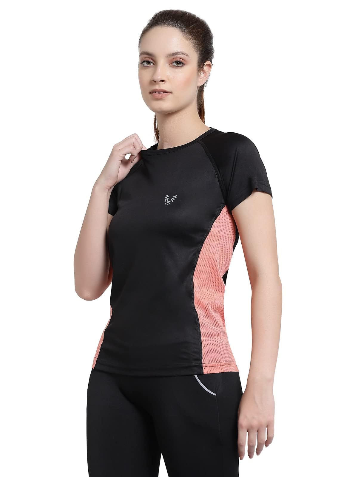 UZARUS Women Dry Fit Workout Top - Jet Black