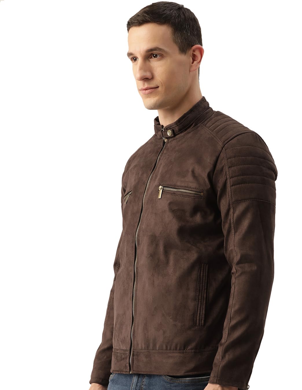 Men's Coffee Suede Jacket - Image 3