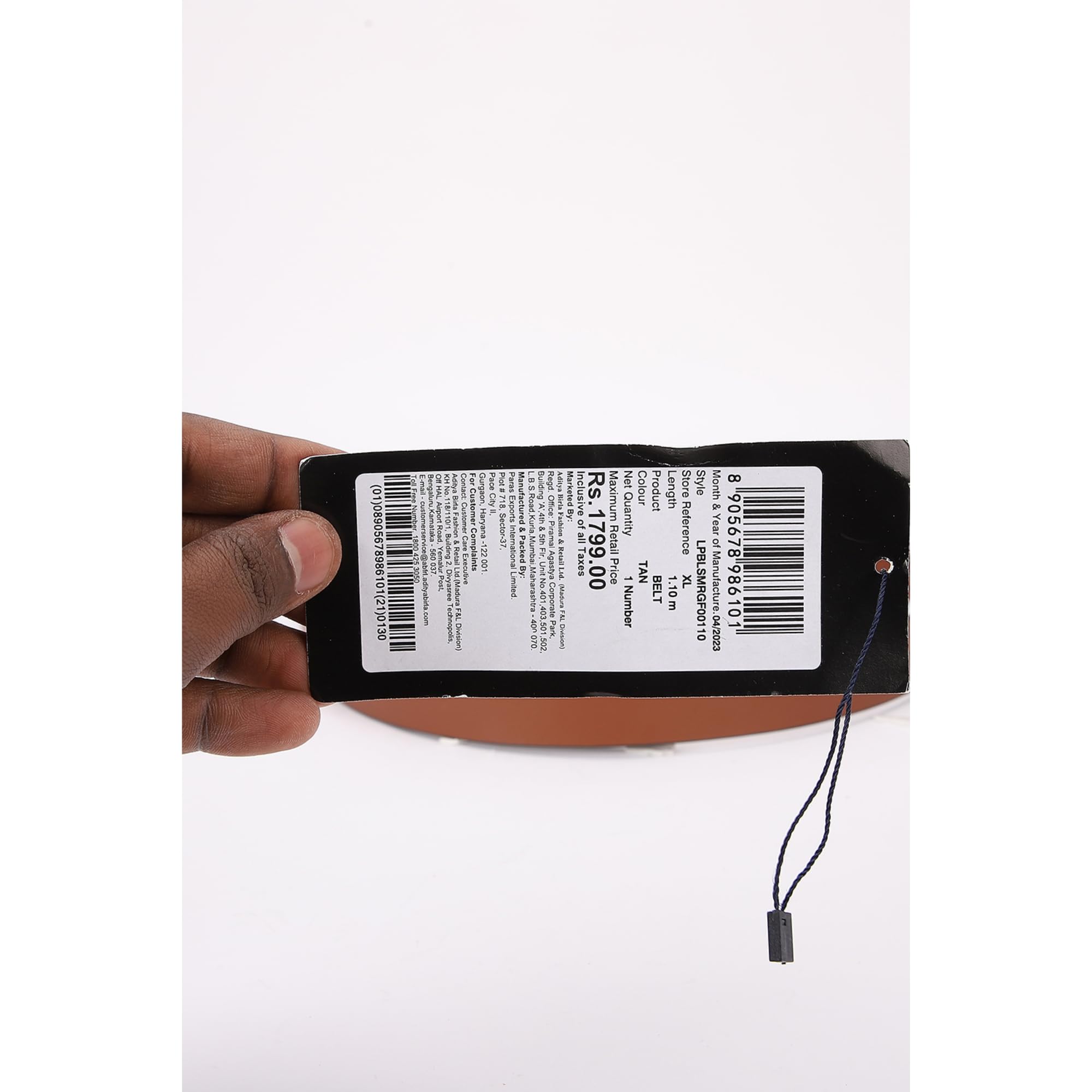 Louis Philippe Mens Leather Belt - Tan - Image 5