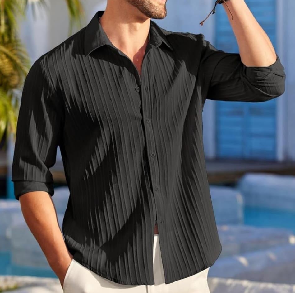 Oquent Men Linen Casual Button Down Shirt - Image 2