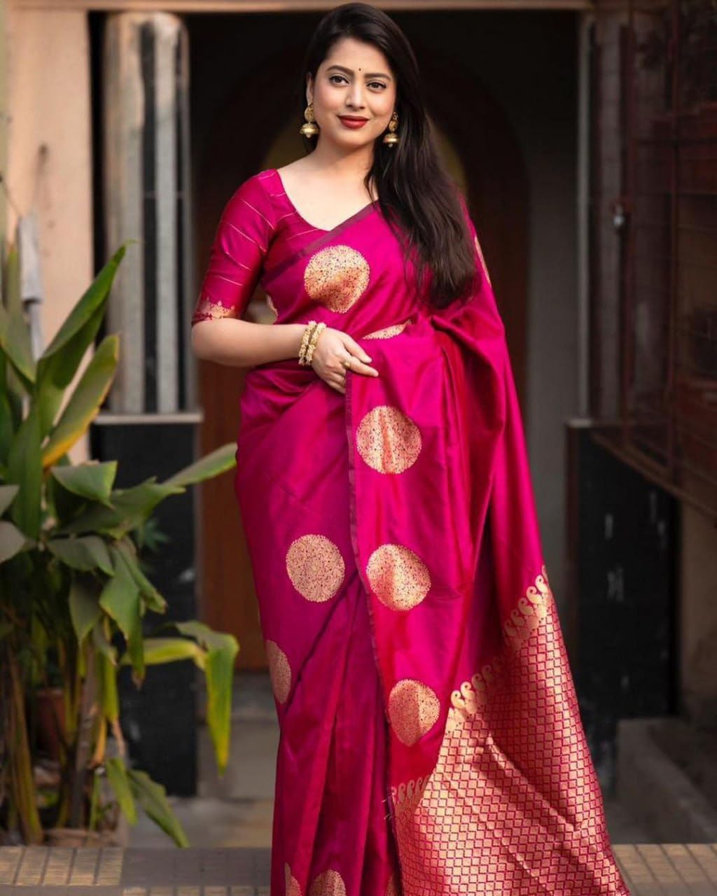 C J Enterprise Kanjivaram Silk Saree for Women - Image 3