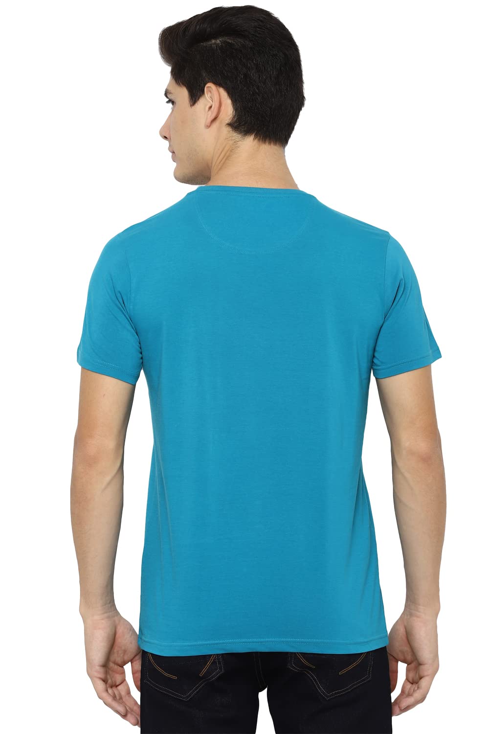 Allen Solly Men Plain T-Shirt - Teal - Image 3