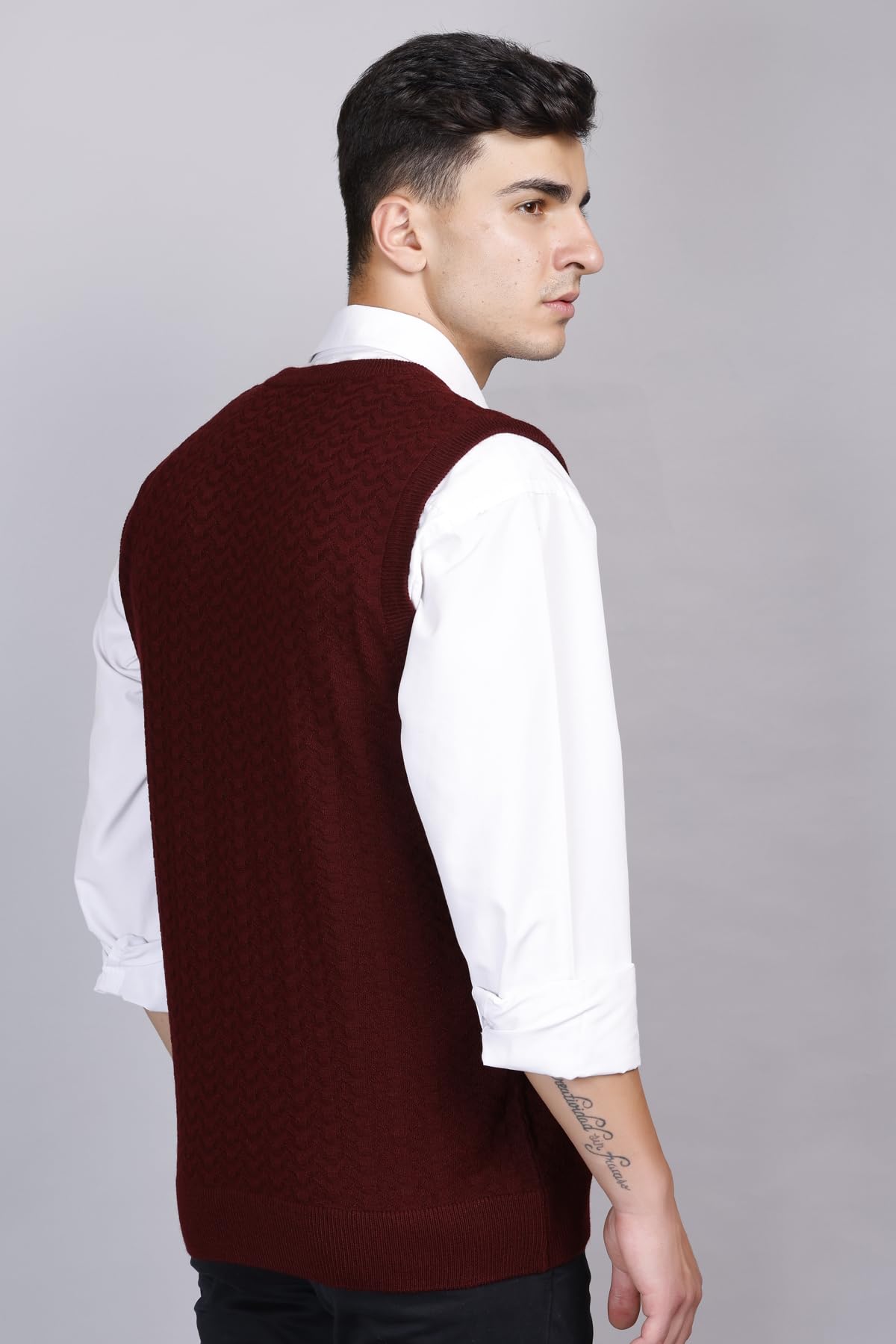 GarbGlide v Neck Sweater for Men - Grey - Image 4