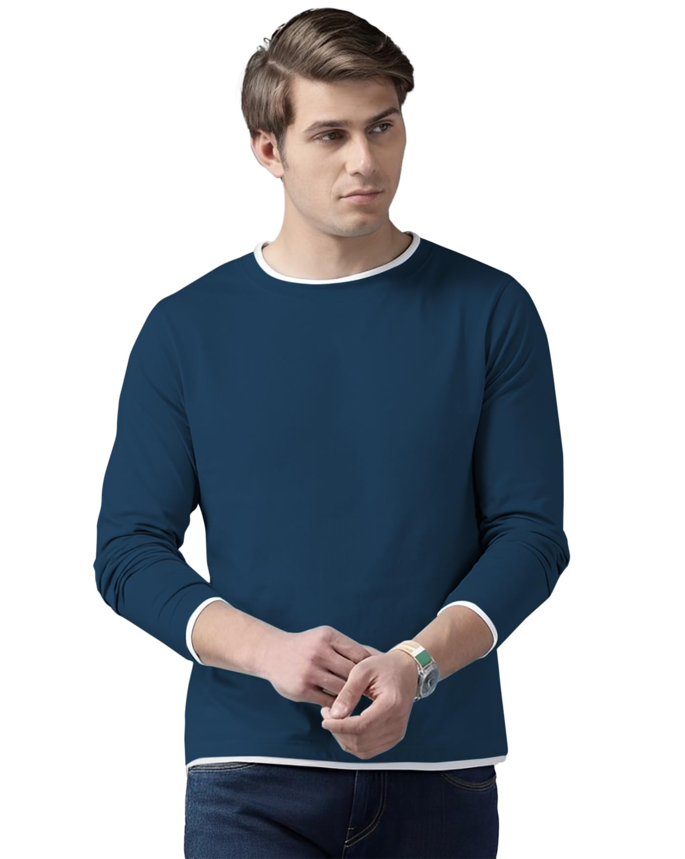 AUSK Men's Teal Full Sleeve T-Shirt