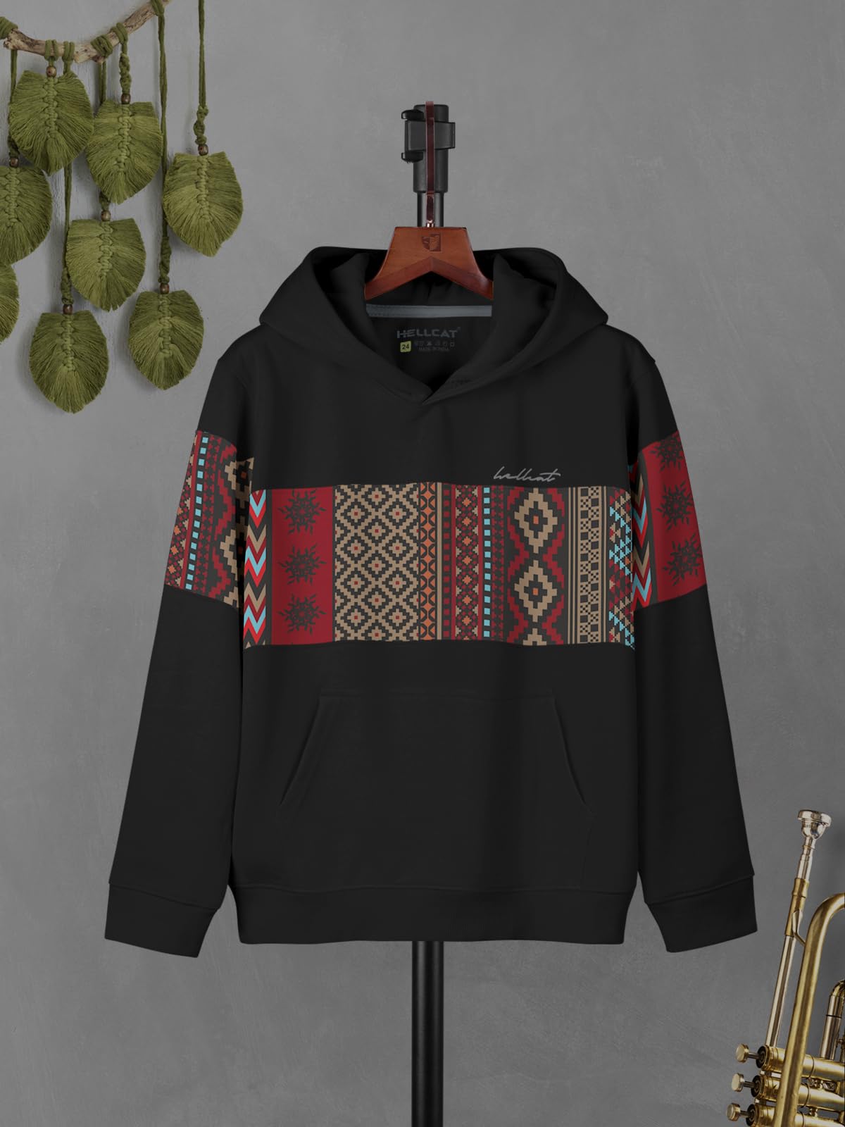 HELLCAT Boys Printed Cotton Blend Hoodie Set - Black - Image 3