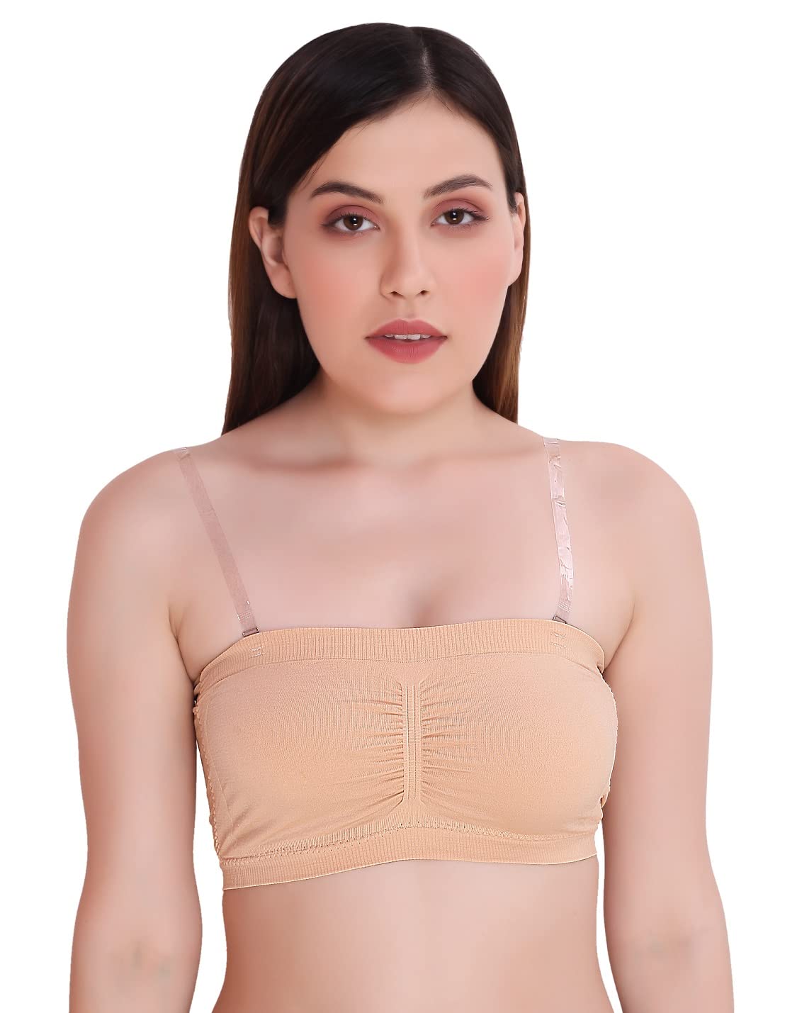 PLUMBURY Women's Wire Free Bandeau Bra - Beige - Image 2