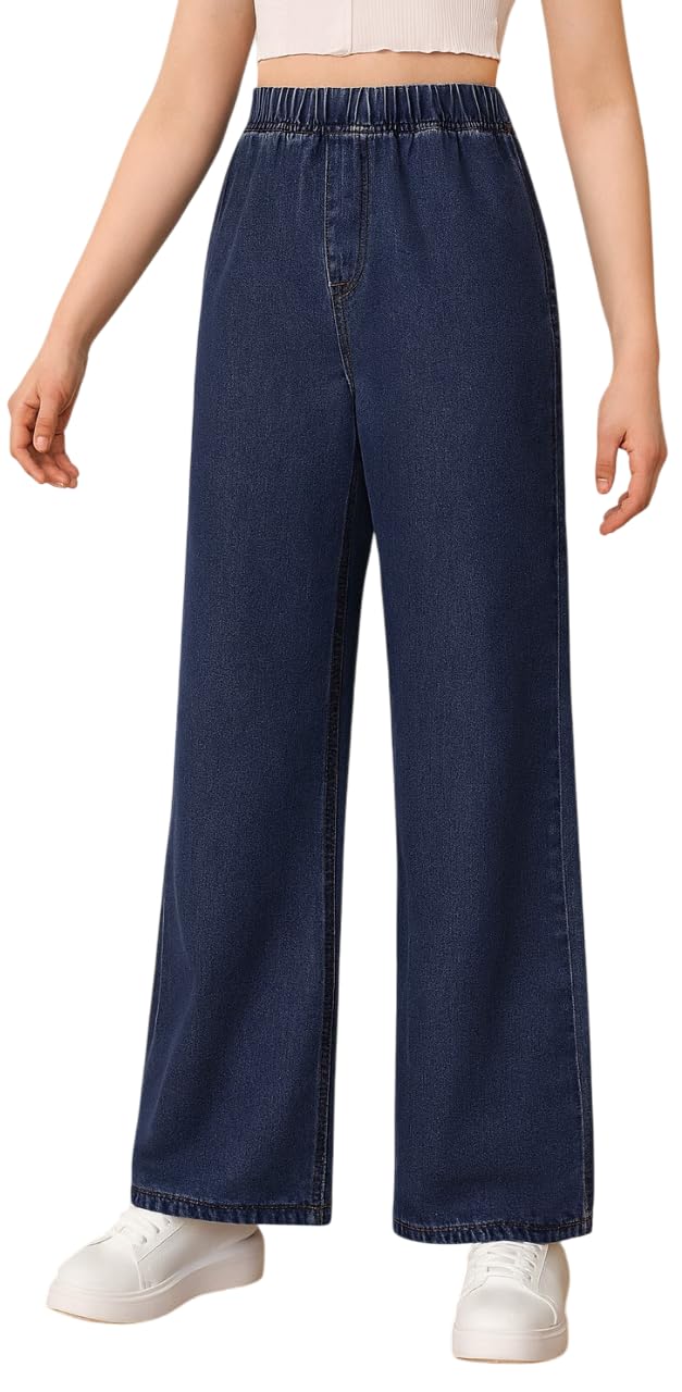ADBUCKS Girls Stretch Denim Wide Leg Jeans