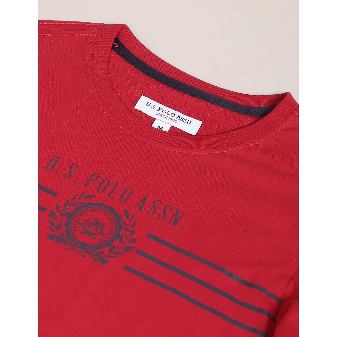 U. S. POLO ASSN. Men's Crew Neck Long Sleeve T-Shirt - Red - Image 3