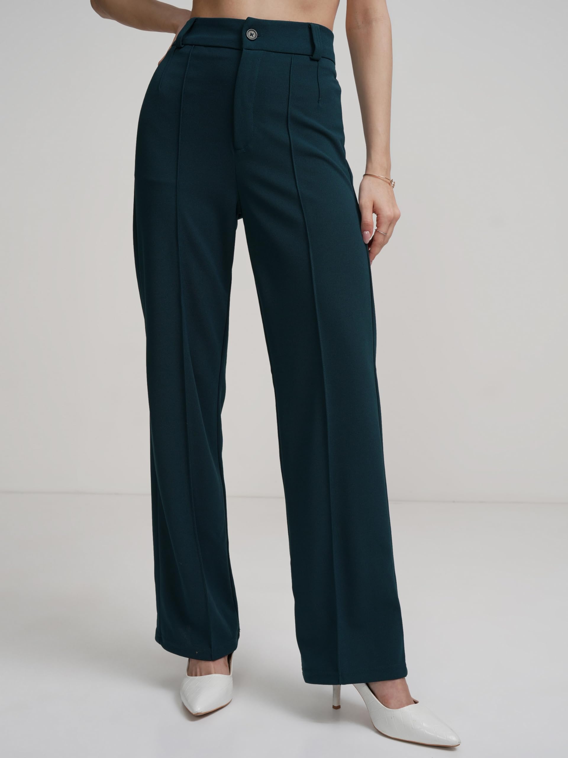 Tokyo Talkies Women's Straight Pants - Teal - Image 5