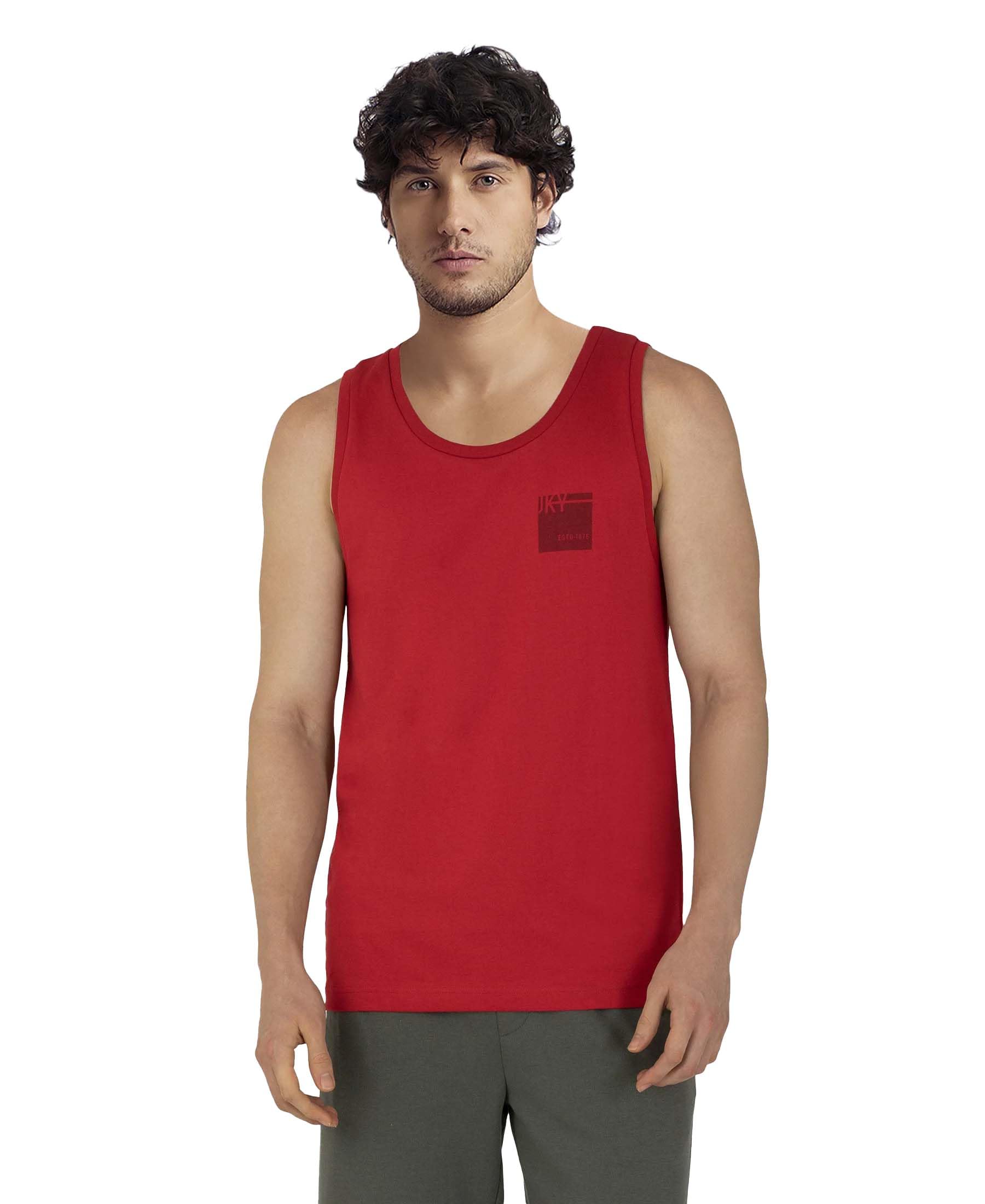Jockey Men's Cotton Rich Graphic Printed Tank Top - Red