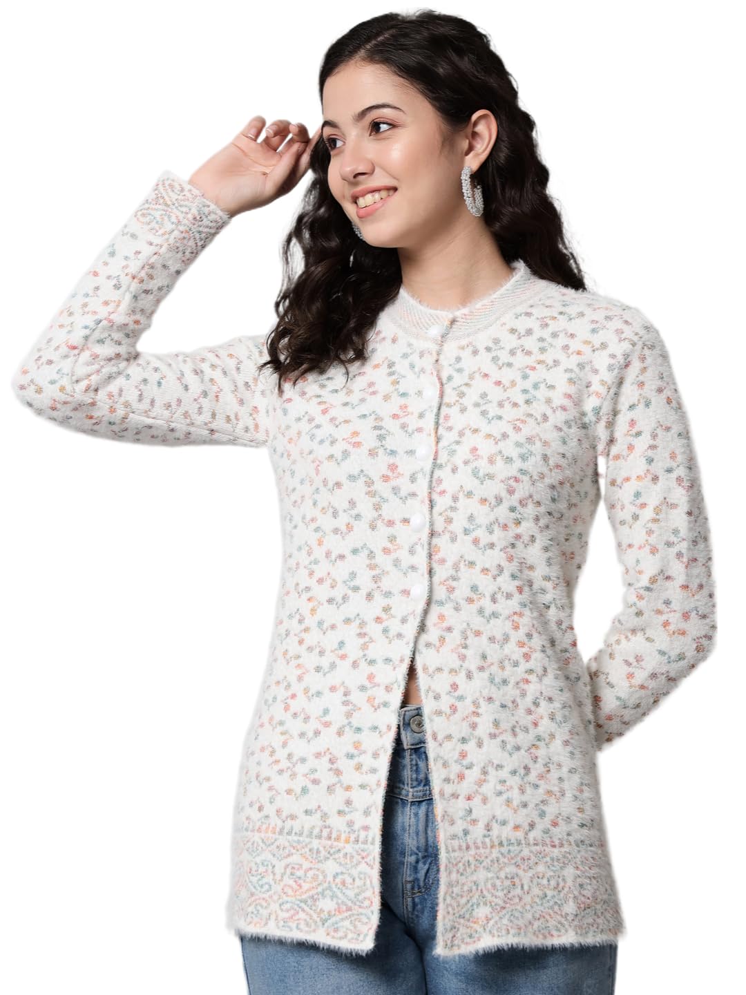 eWools Women's Knitted Cardigan - White