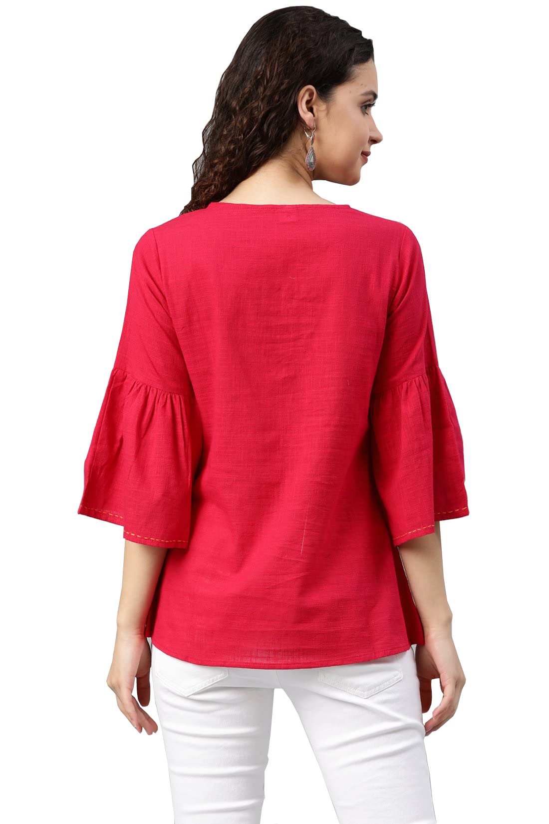 Yash Fashion Women's Cotton Slub Patch Work Top - Image 4