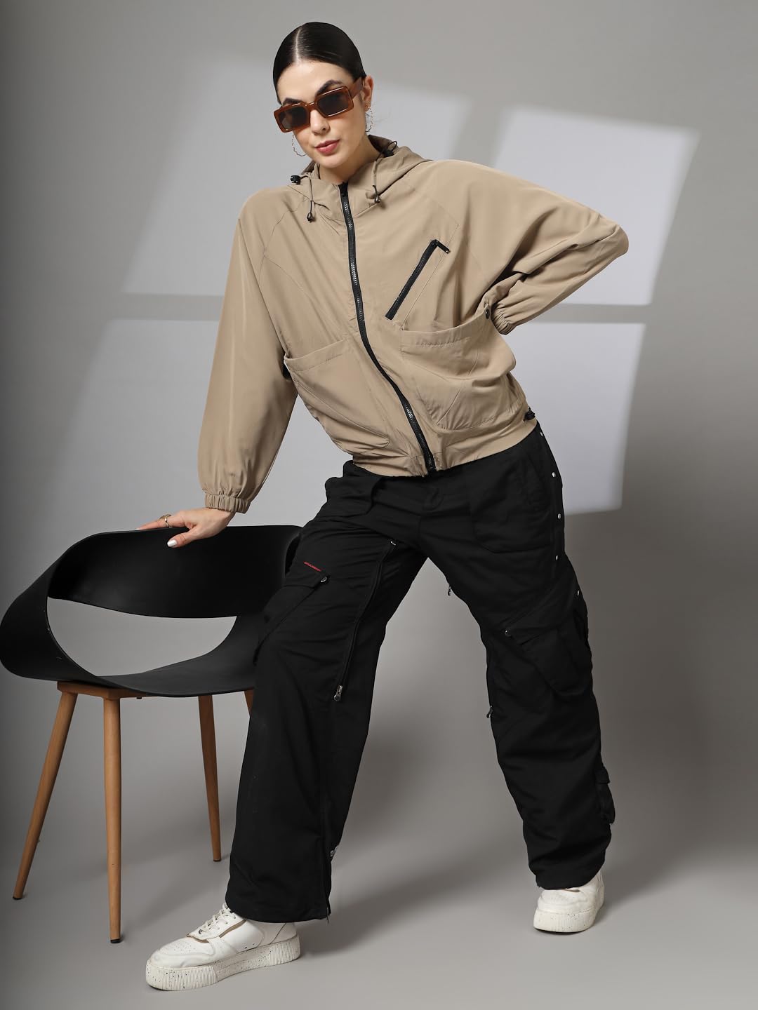 CHKOKKO Women's Oversized Windcheater Jacket - Image 5