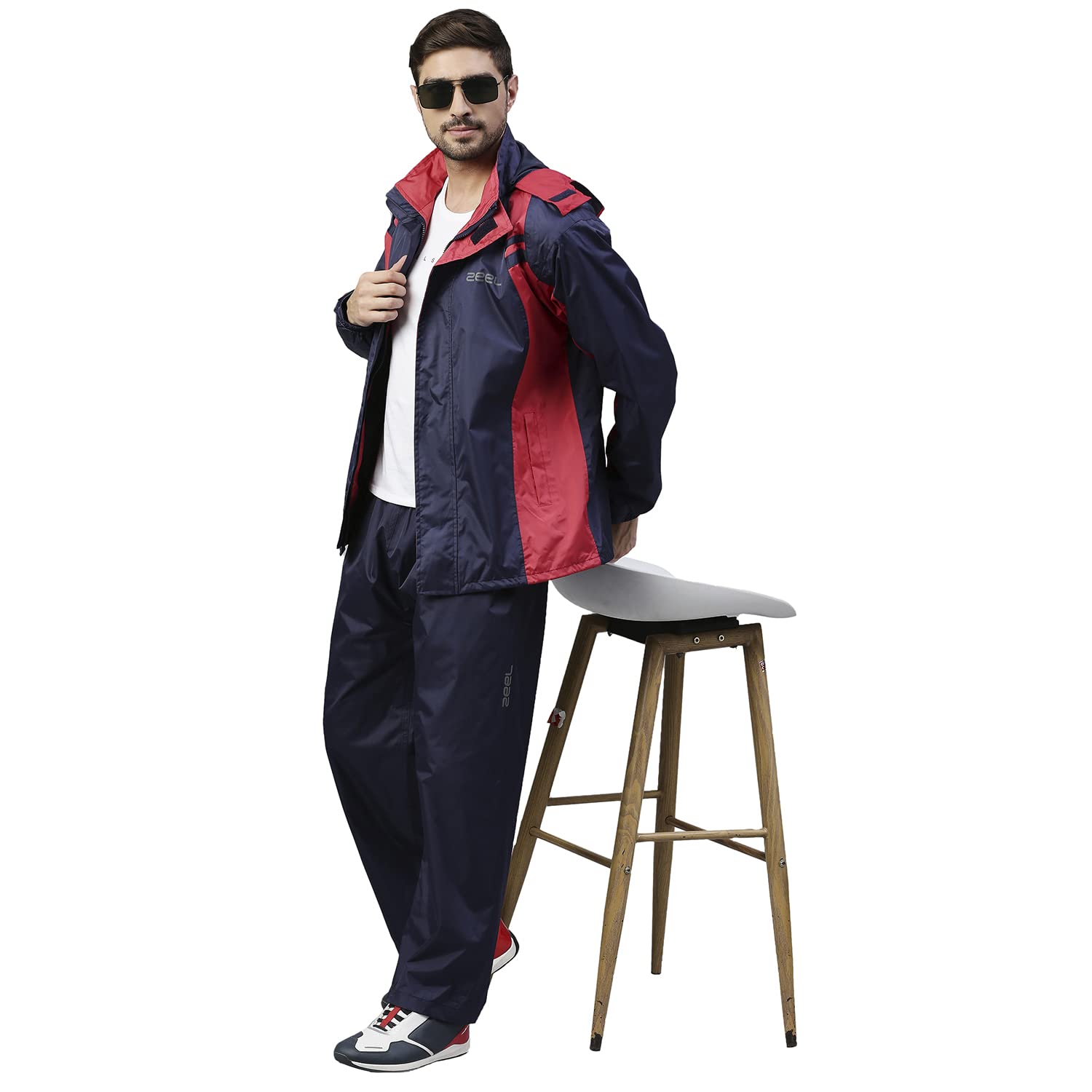 ZEEL Raincoat for Men - Navy Blue Red Waterproof - Image 3