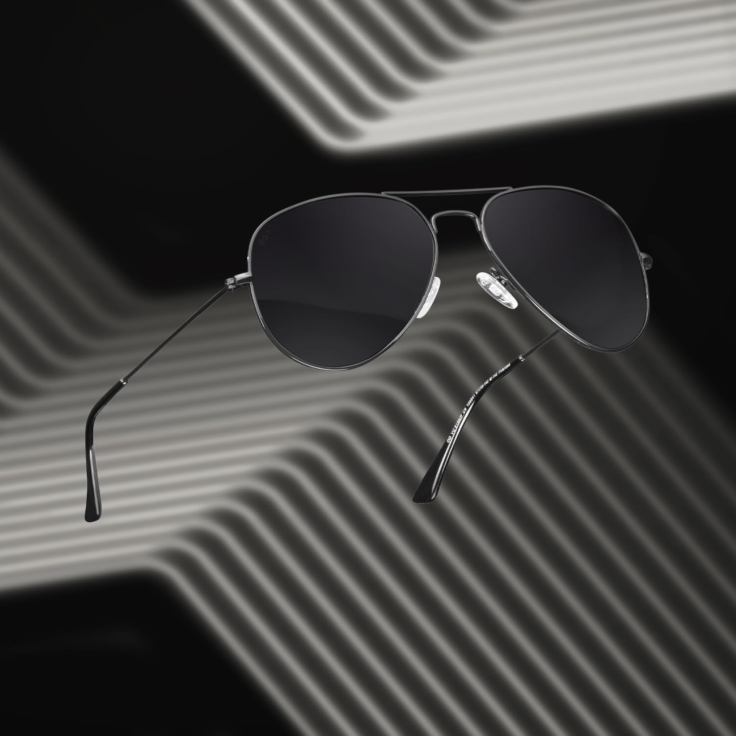 Vincent Chase Aviator Sunglasses - Polarized Black/Grey - Image 3