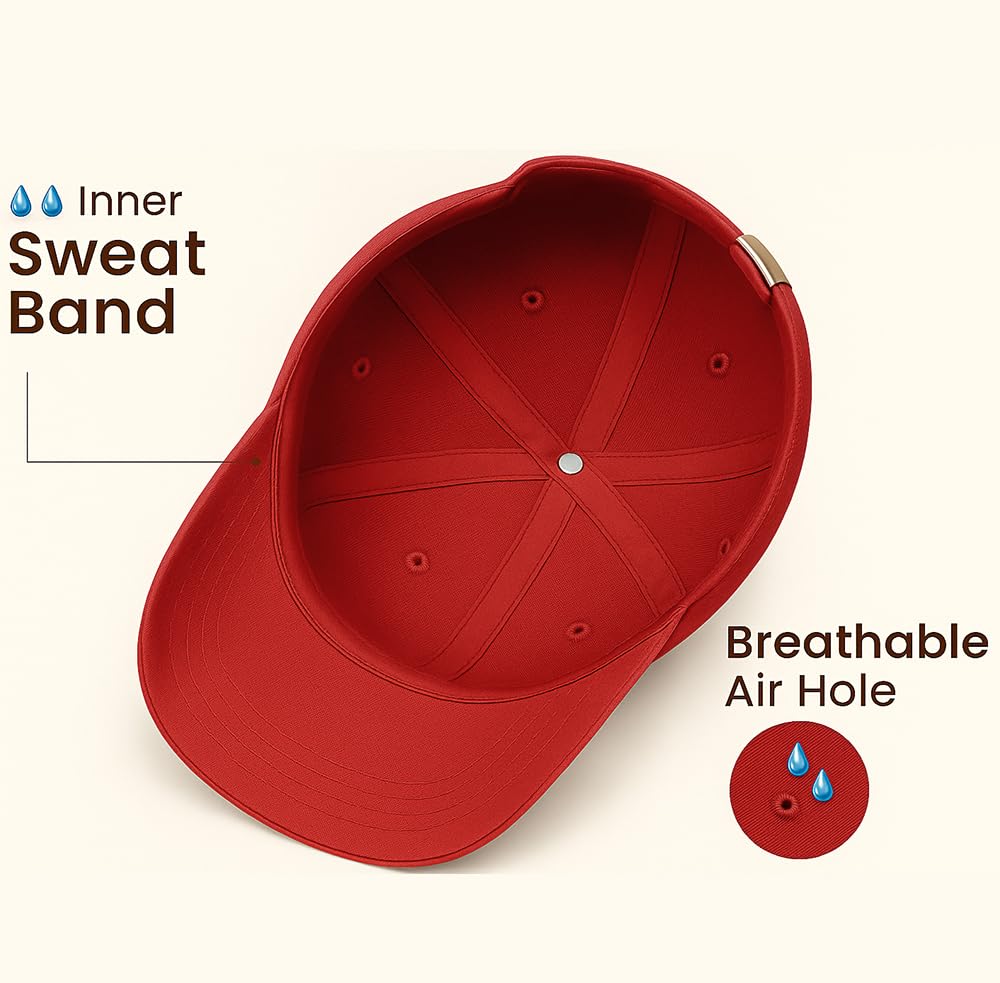 ENCIGER Unisex Red Baseball Cap - Image 4