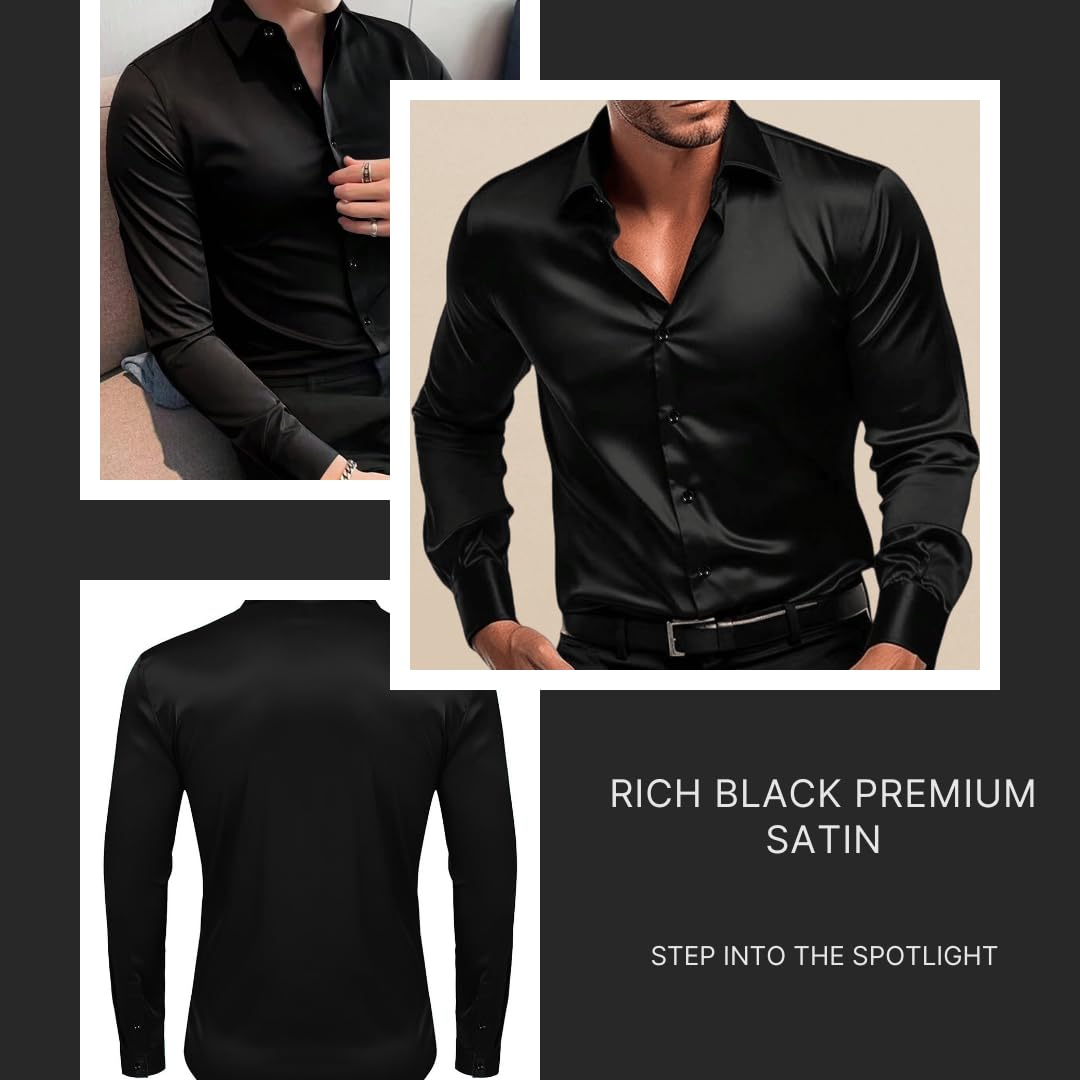 IndoPrimo Black Satin Shirt for Men - Image 5