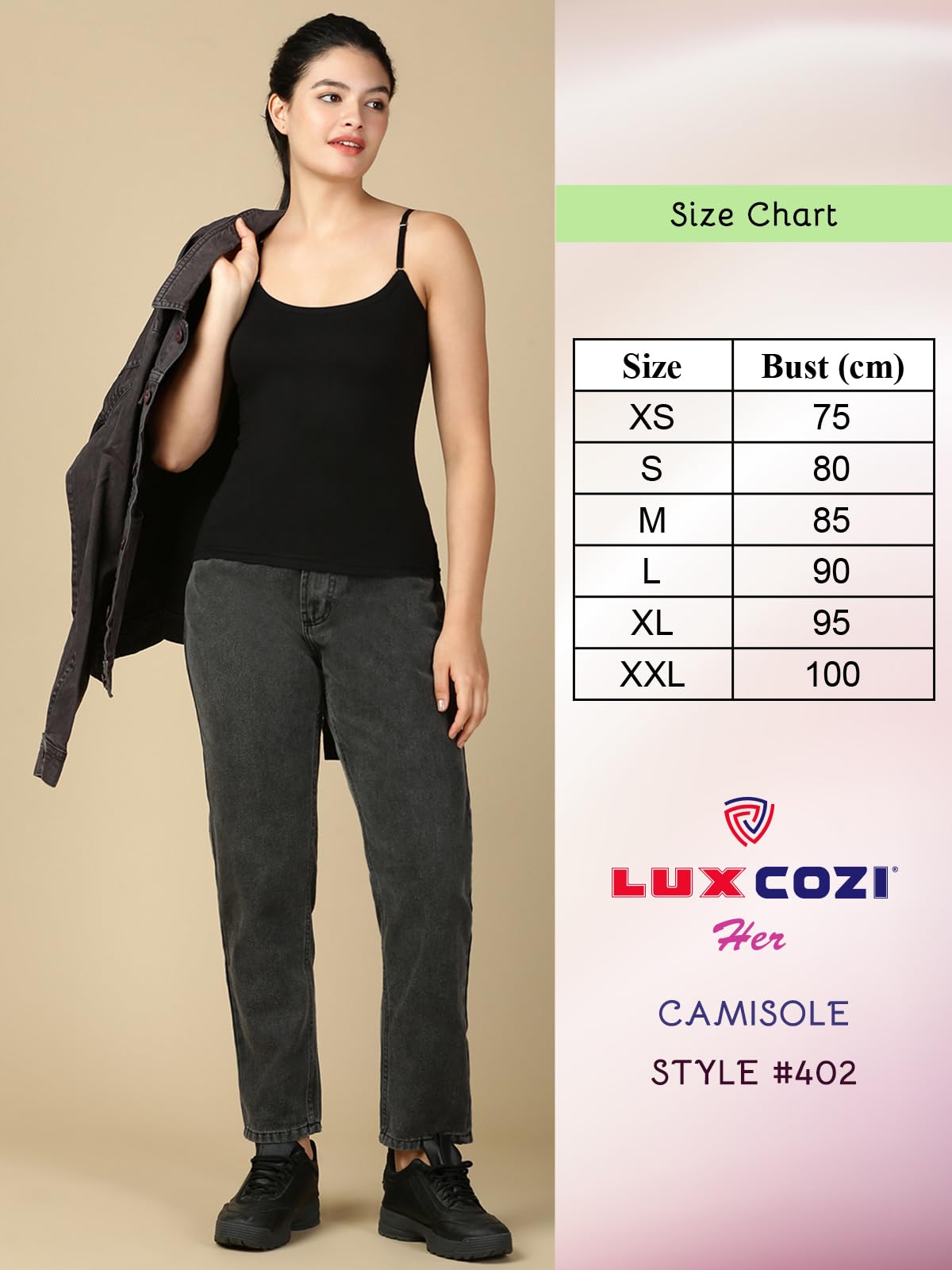 Lux Cozi Women's Camisole - White Black - Image 2