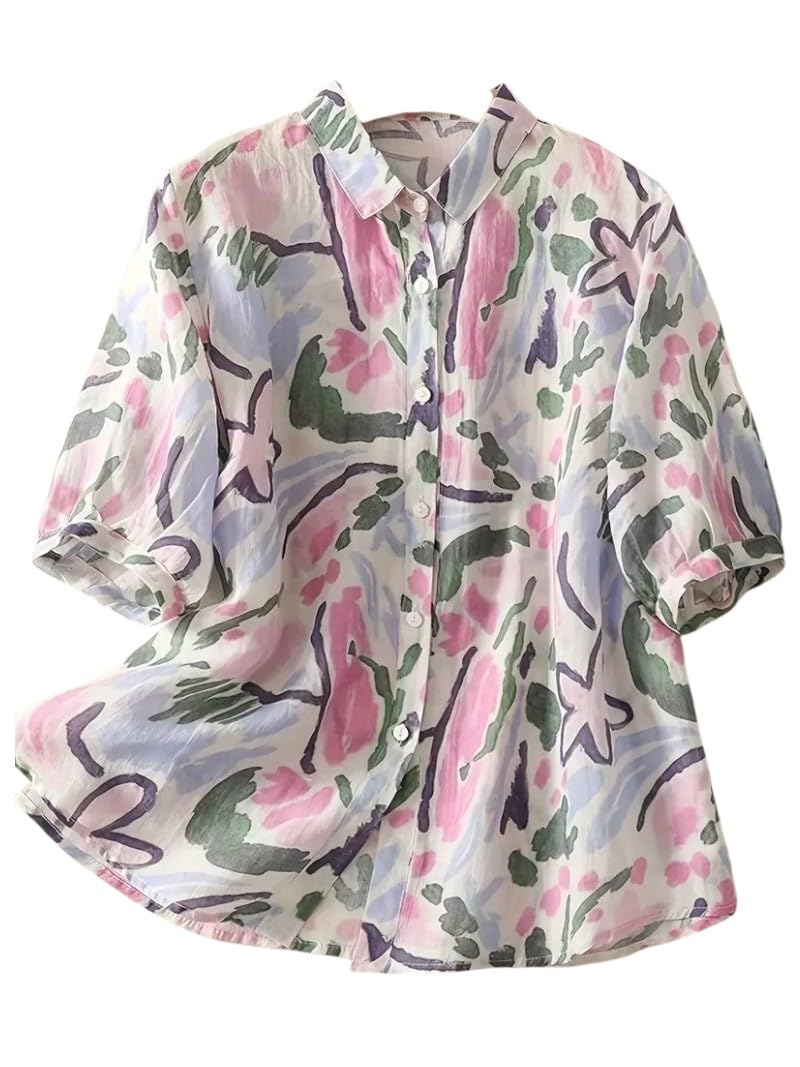 Gufrina Women's Casual Button-Down Shirt - Pink