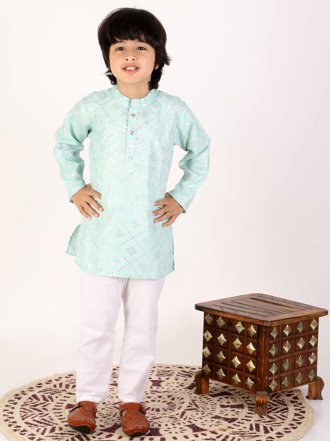 superminis Baby Boys Silver Kurta with Pyjama - Image 4