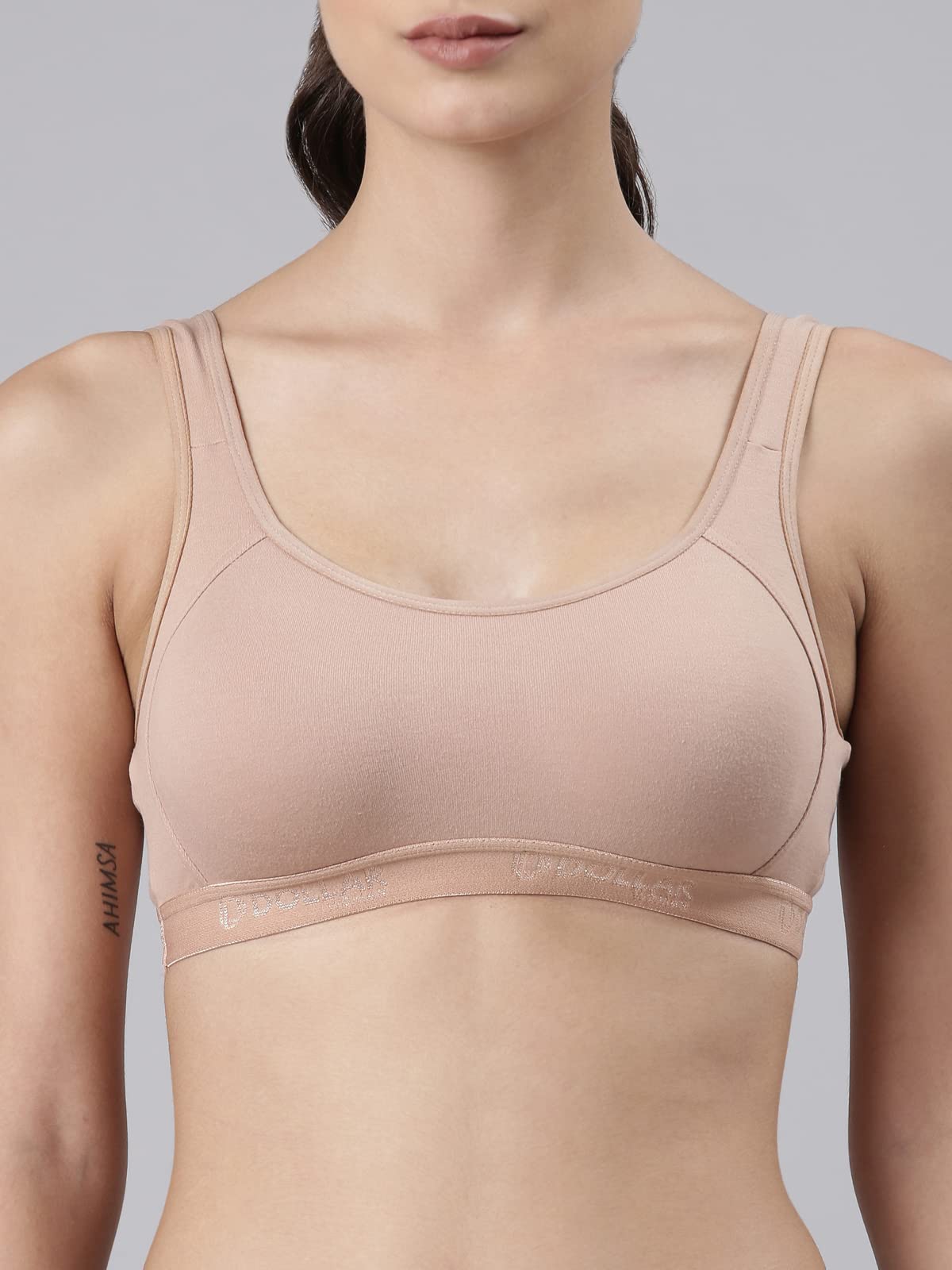Dollar Missy Women's Pure Cotton Wire Free Sports Bra - Beige - Image 5