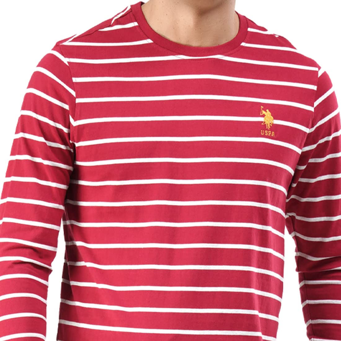 U. S. POLO ASSN. Men Stripe Cotton T-Shirt - Red - Image 4
