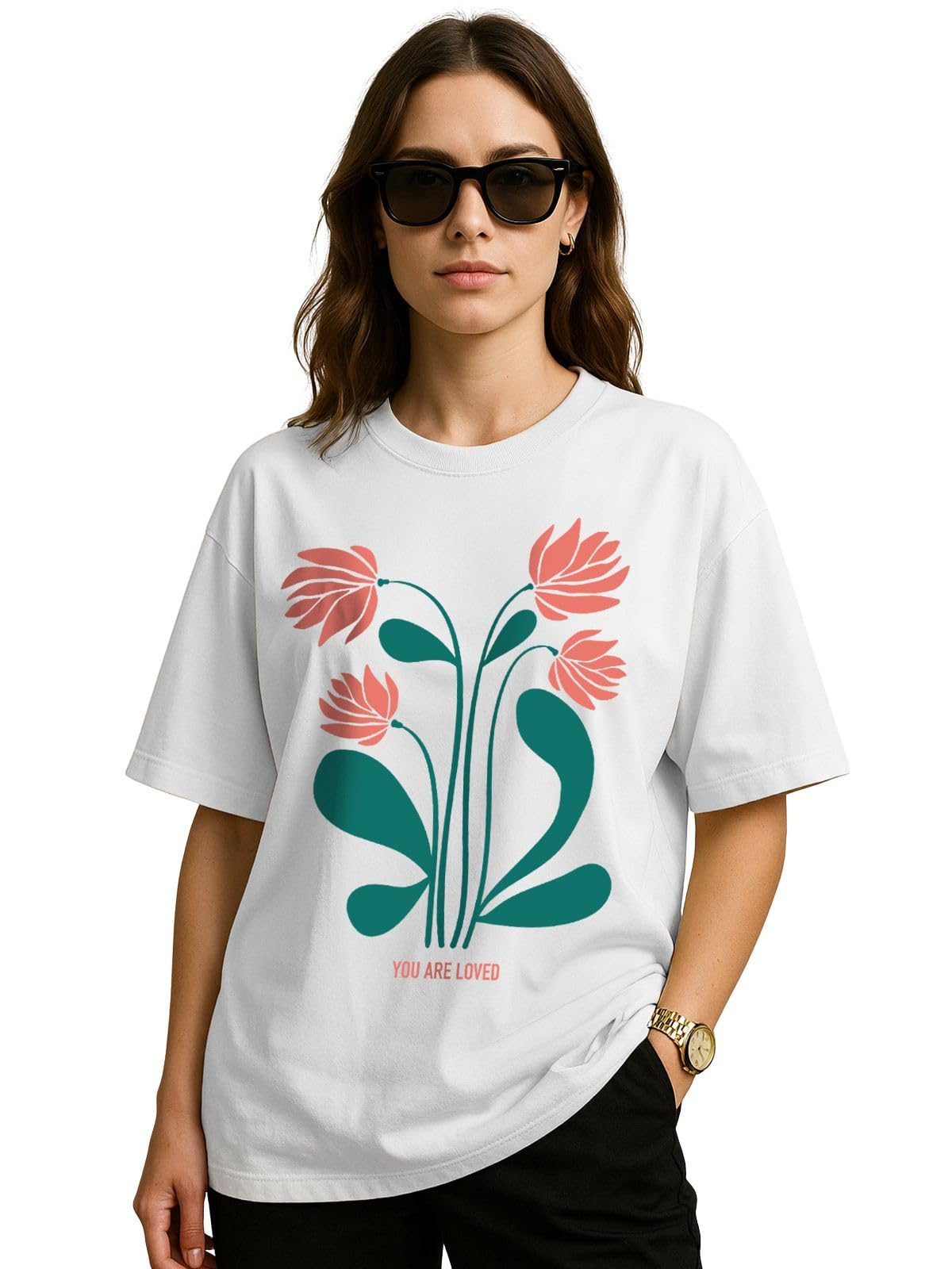 JUNEBERRY Cotton Graphic Printed T-Shirt for Women