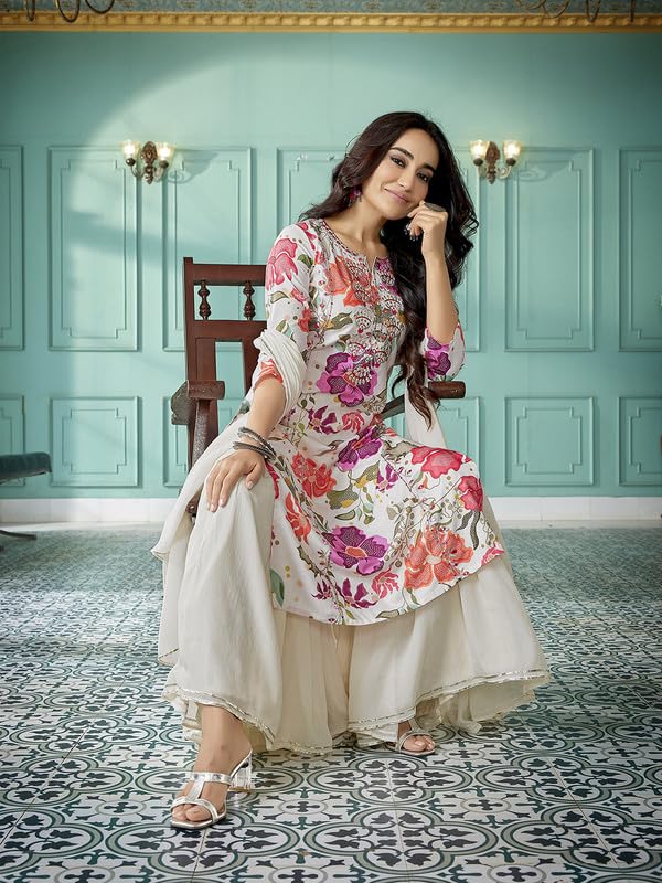 Royal Export Kurta Sharara Dupatta Set - Multicolor - Image 4