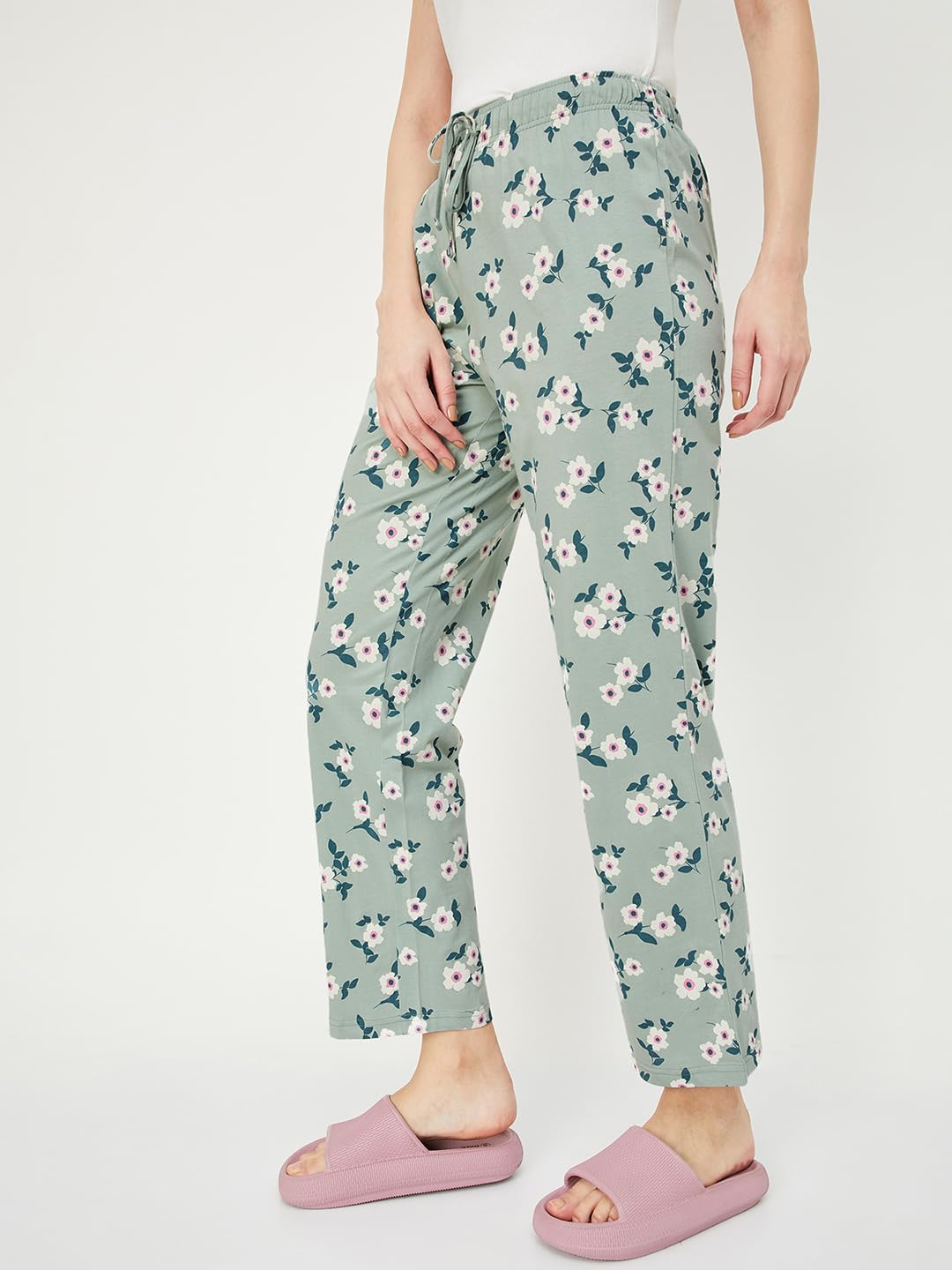 Max Women Cotton Floral Printed Pyjamas - Green - Image 4