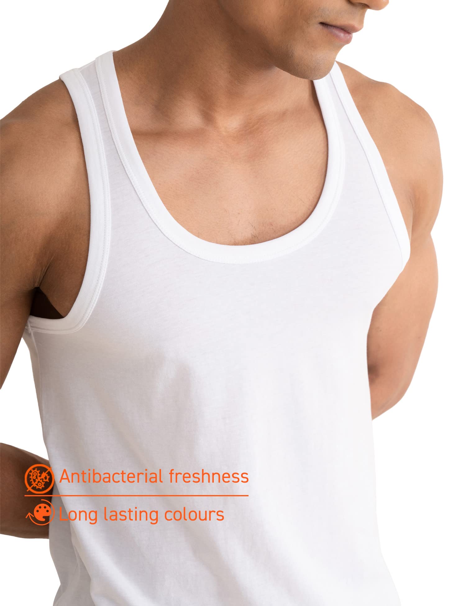 DAMENSCH Men Neo-Cotton Ribbed Round Neck Vest - White - Image 2