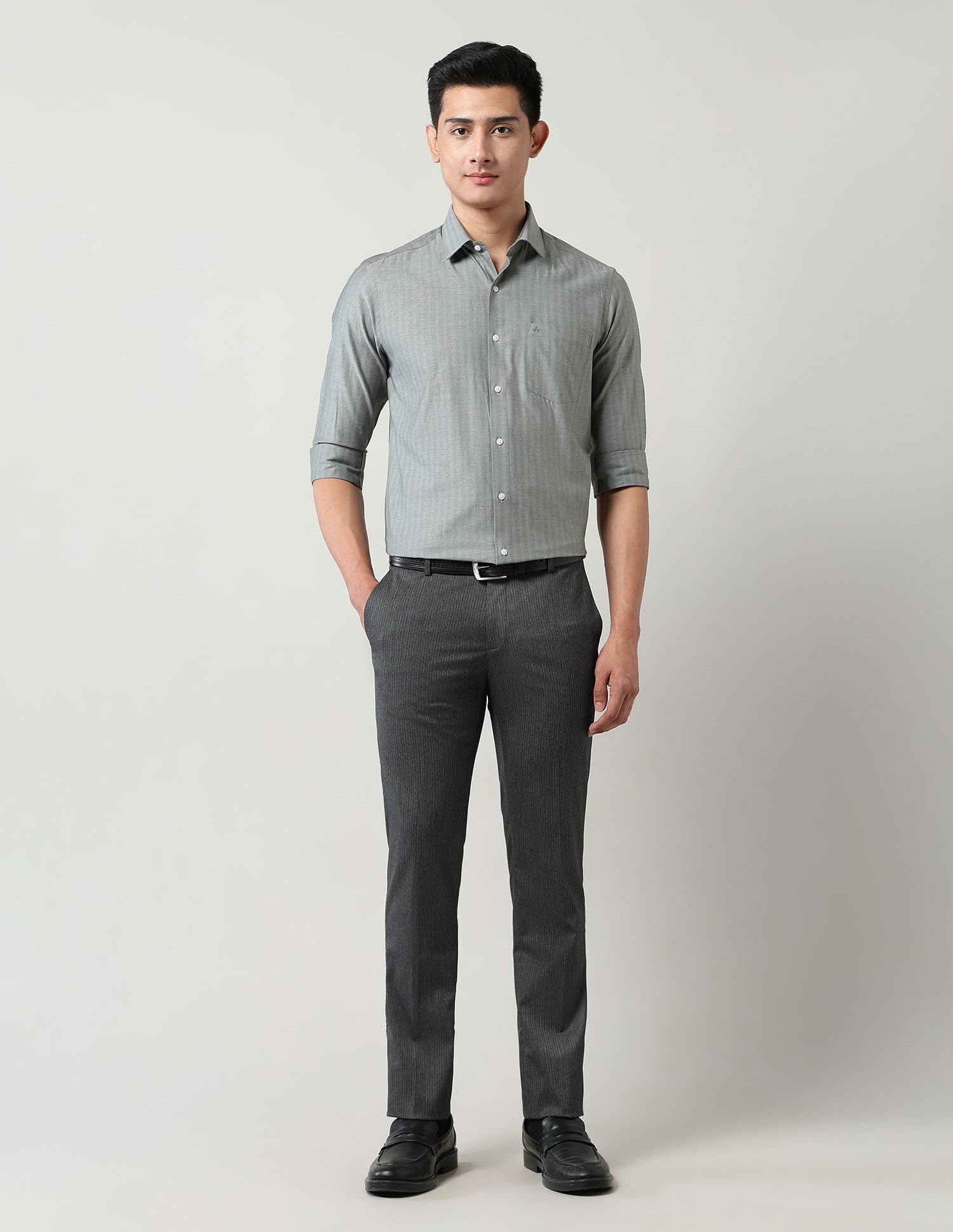 Arrow Men's Dark Grey Tapered Suit Trousers - Image 4