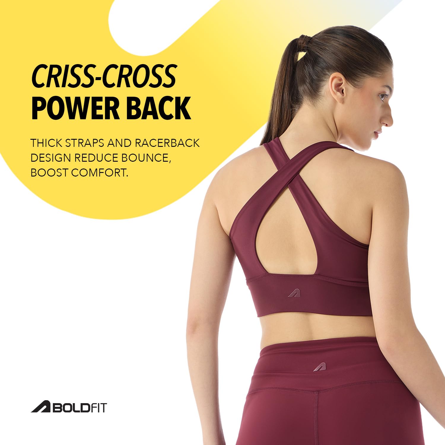 Boldfit Maroon Sports Bra for Women Wire-Free - Image 3