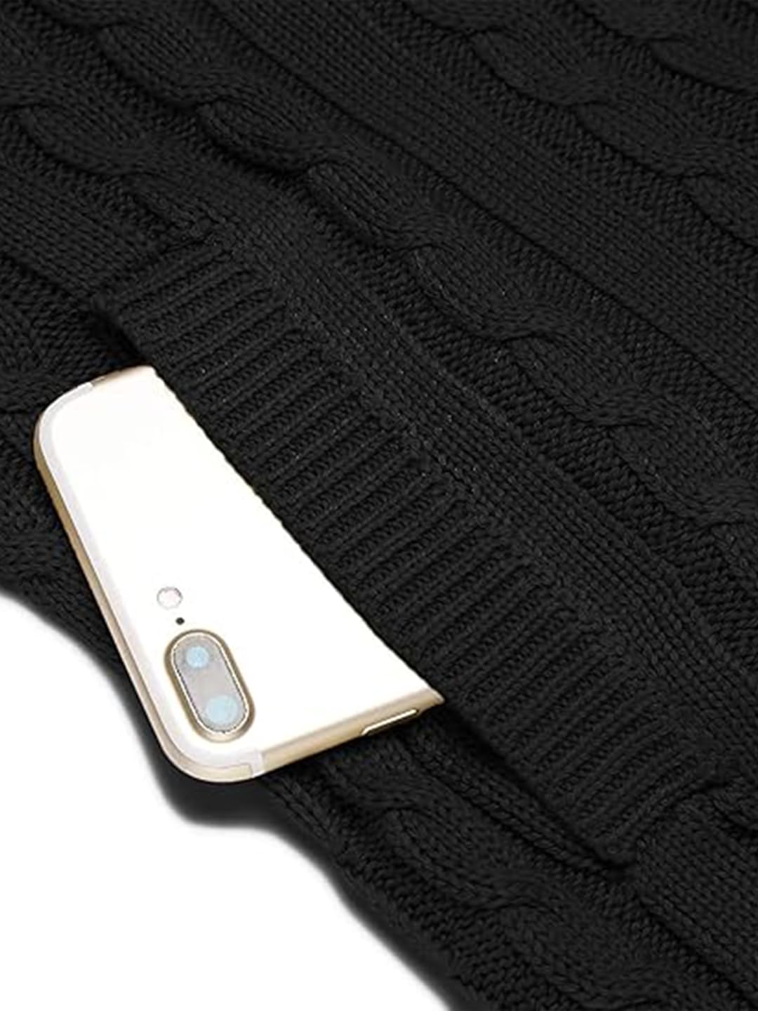 TYSORT Men's Cable Knit Sweater - Black - Image 4