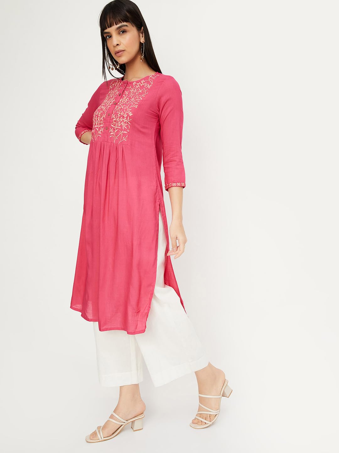 Max Women Rayon Kurta - Pink - Image 3