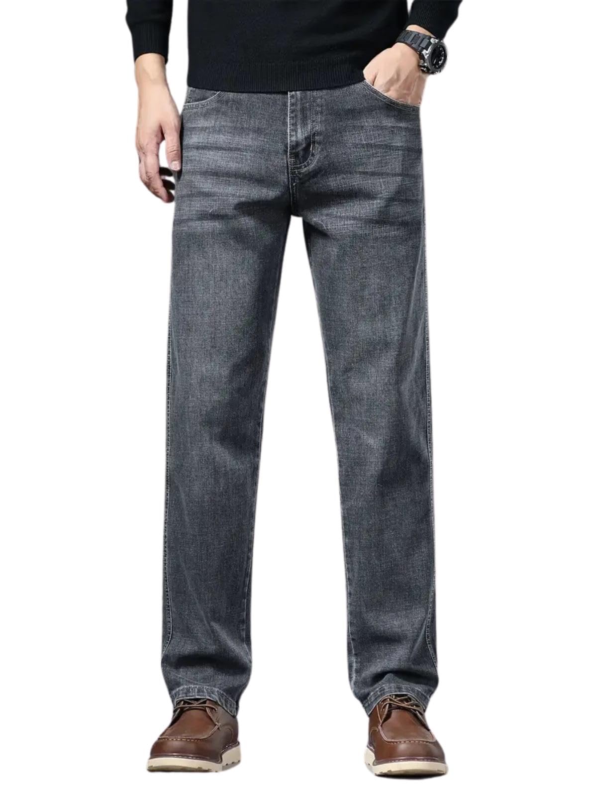 Greciilooks Men's Grey Straight Fit Jeans